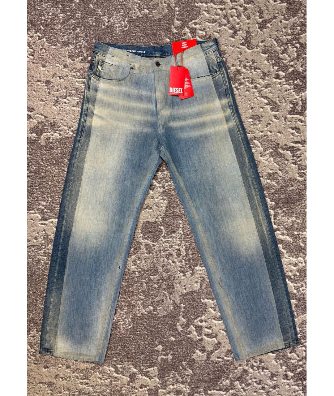 DIESEL Голубые хлопковые прямые джинсы, фото 8