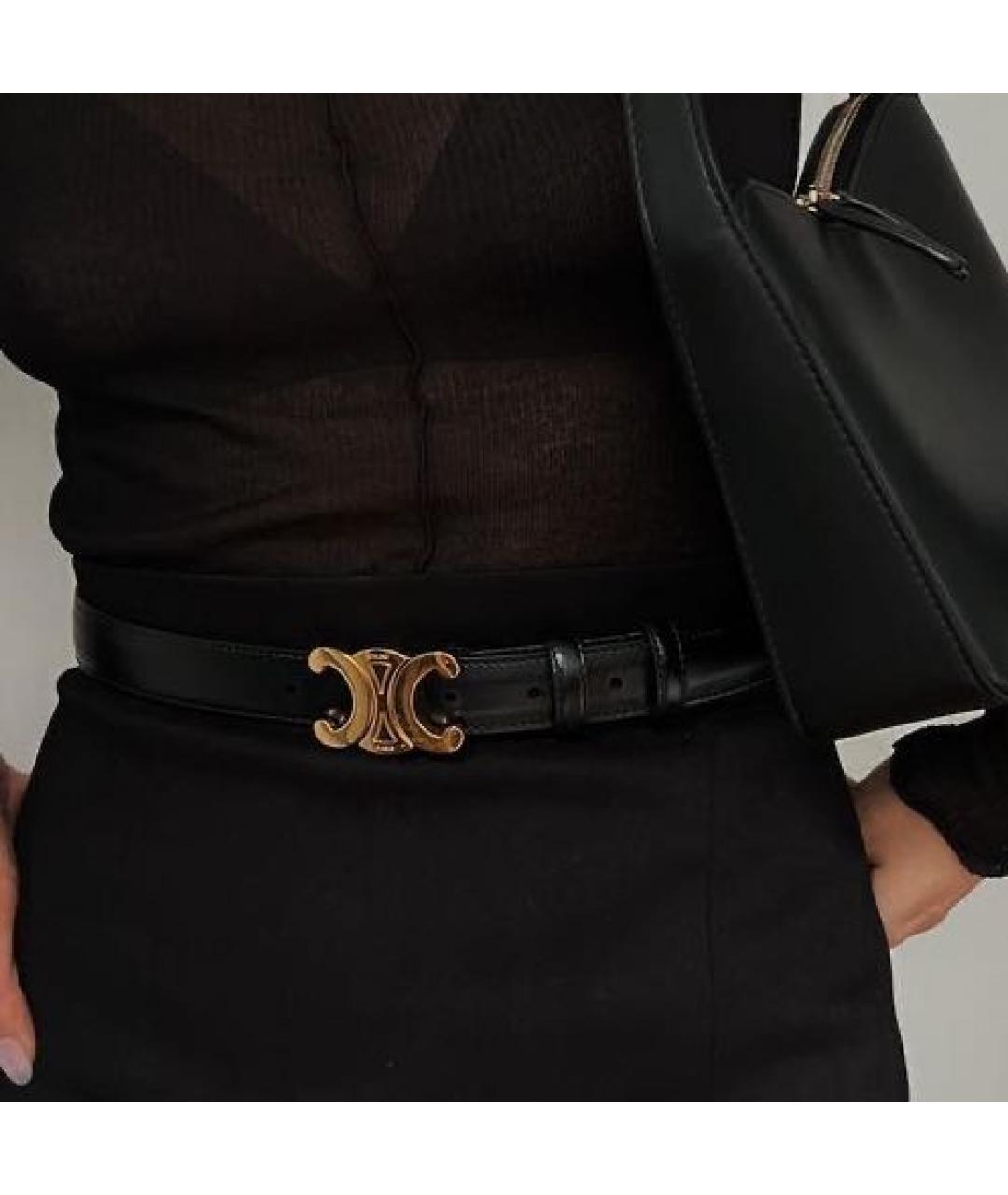 CELINE Черный кожаный ремень, фото 5