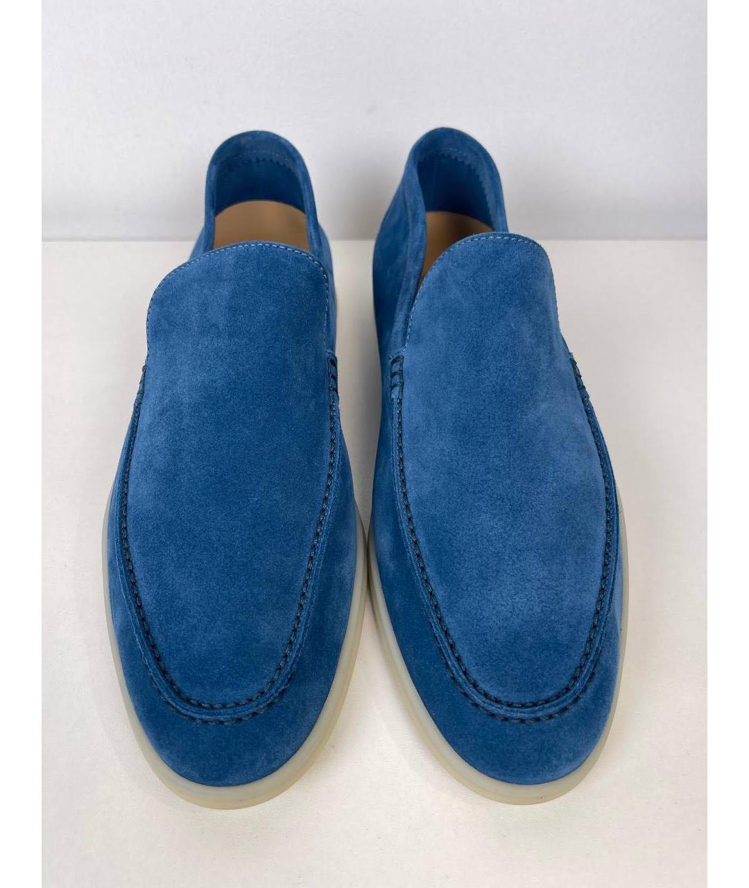 LORO PIANA Синие замшевые лоферы, фото 4
