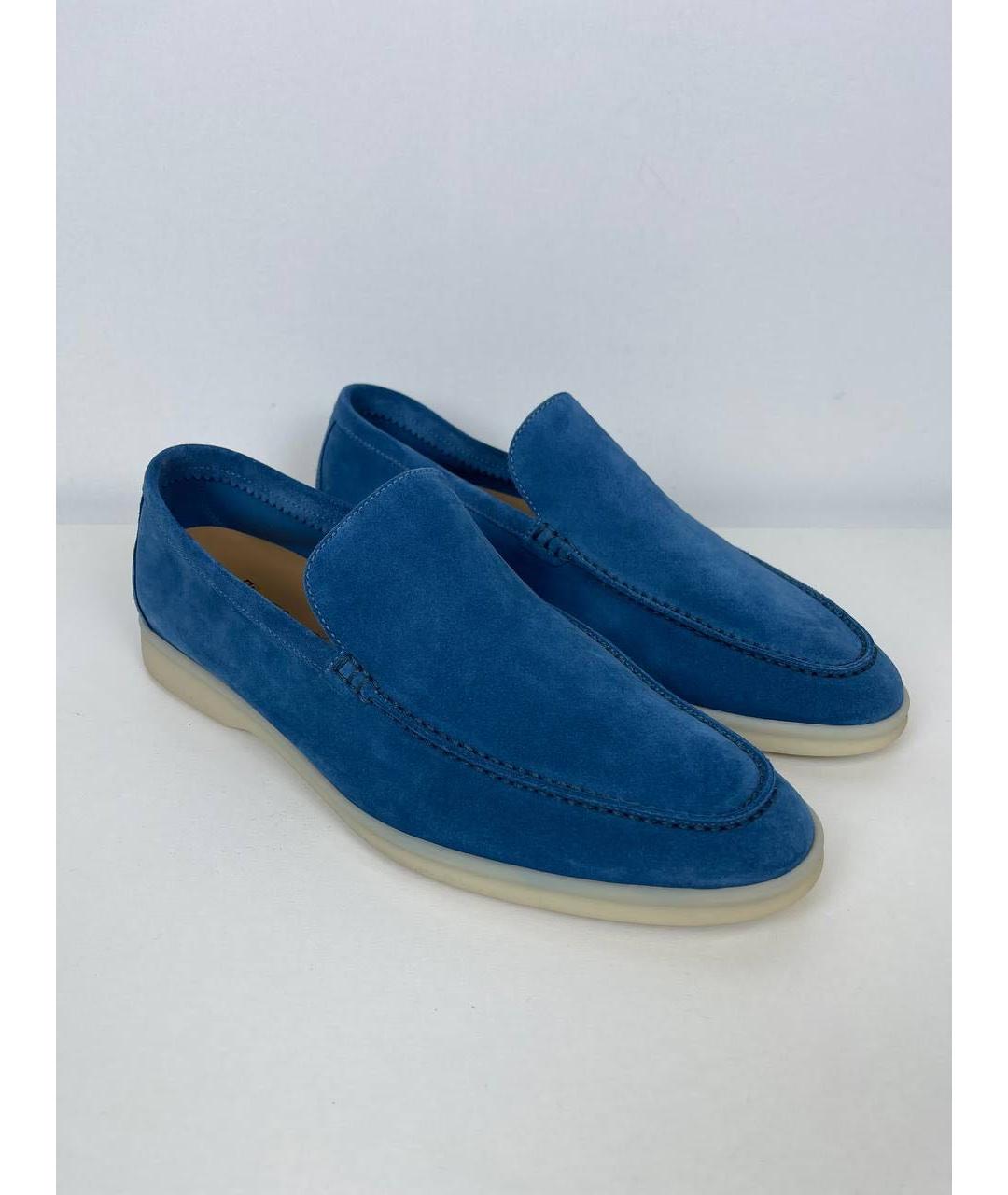 LORO PIANA Синие замшевые лоферы, фото 2