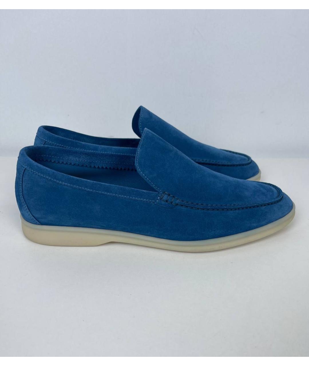 LORO PIANA Синие замшевые лоферы, фото 5