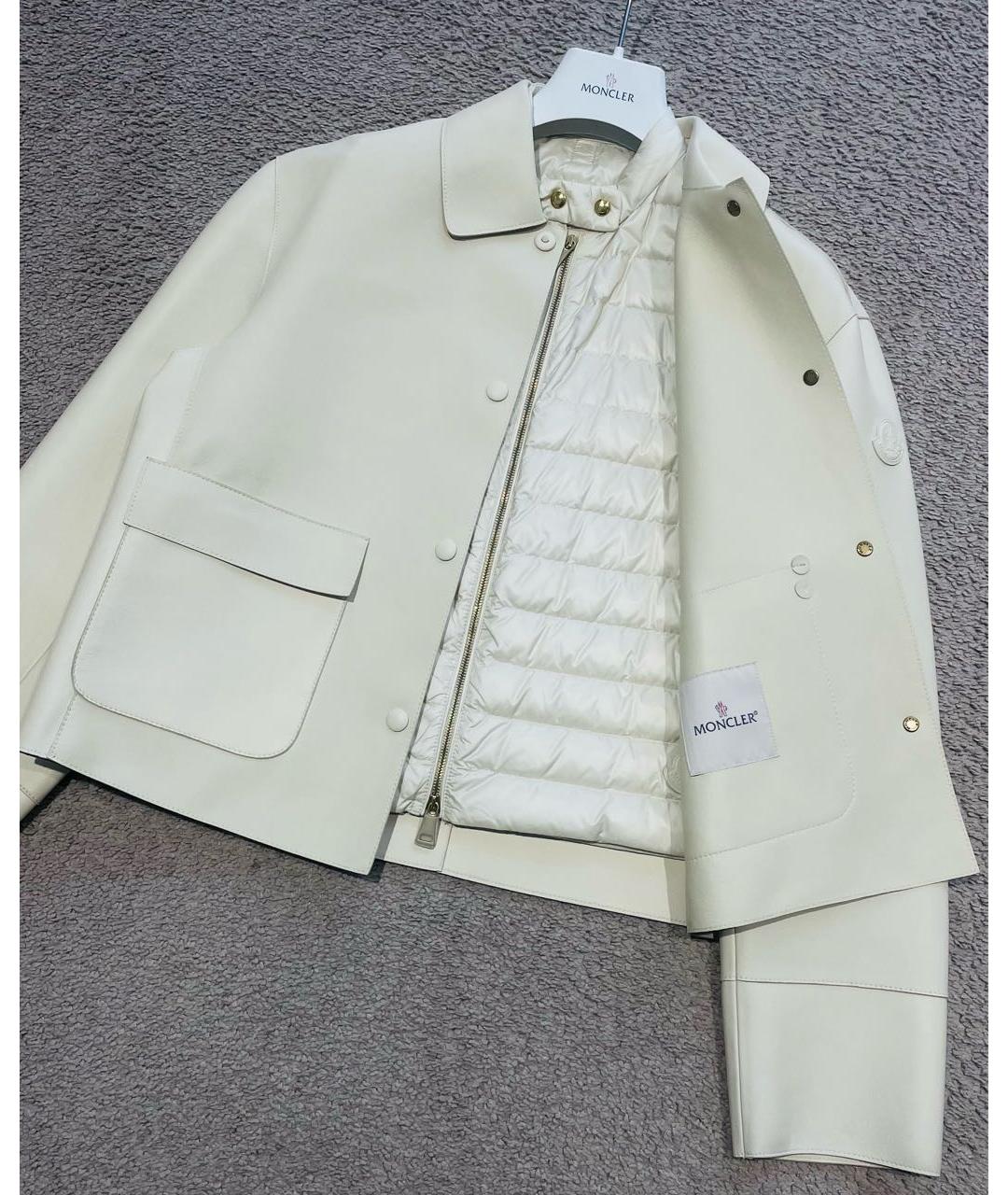 MONCLER Бежевая кожаная куртка, фото 5