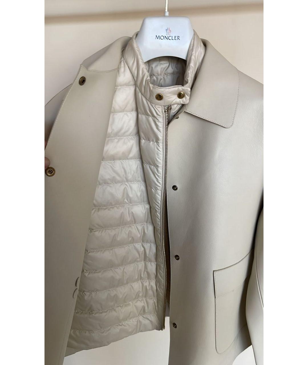 MONCLER Бежевая кожаная куртка, фото 4