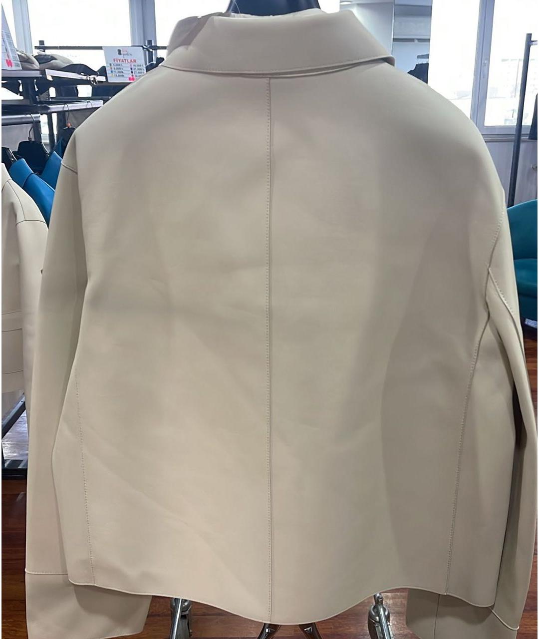 MONCLER Бежевая кожаная куртка, фото 2