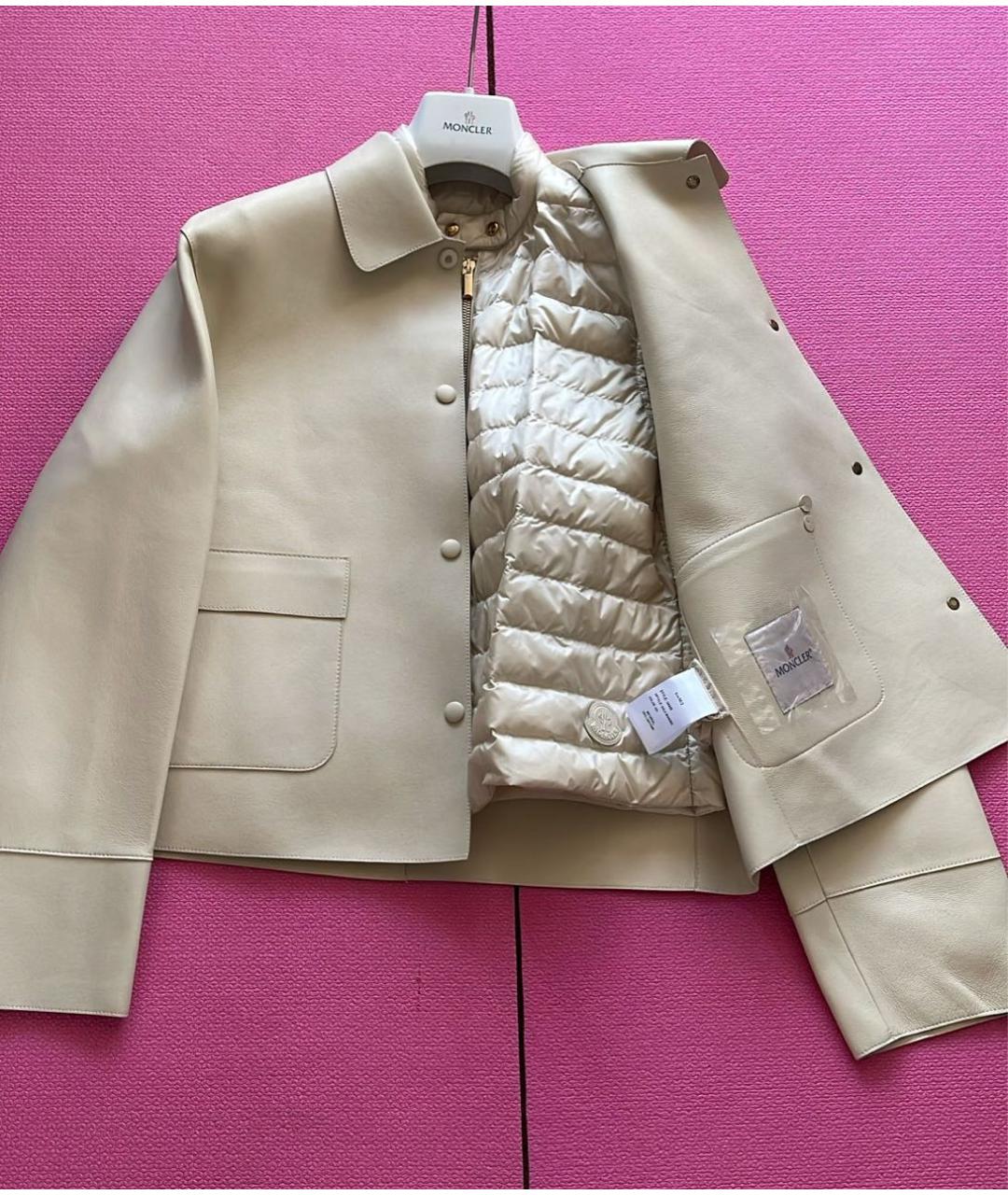 MONCLER Бежевая кожаная куртка, фото 5