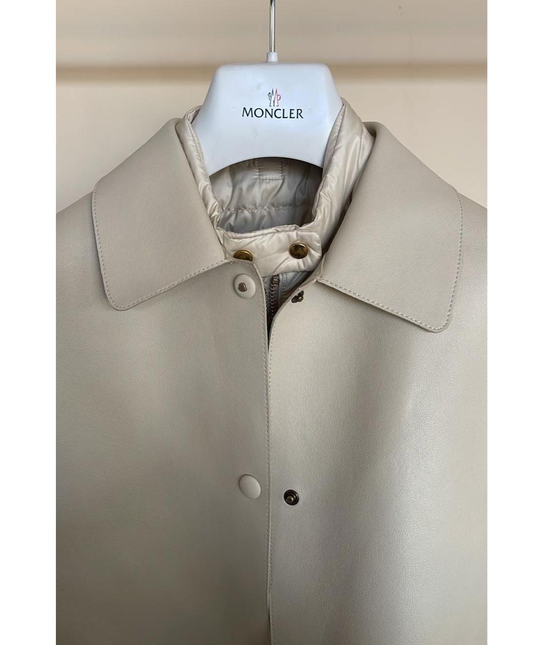 MONCLER Бежевая кожаная куртка, фото 3