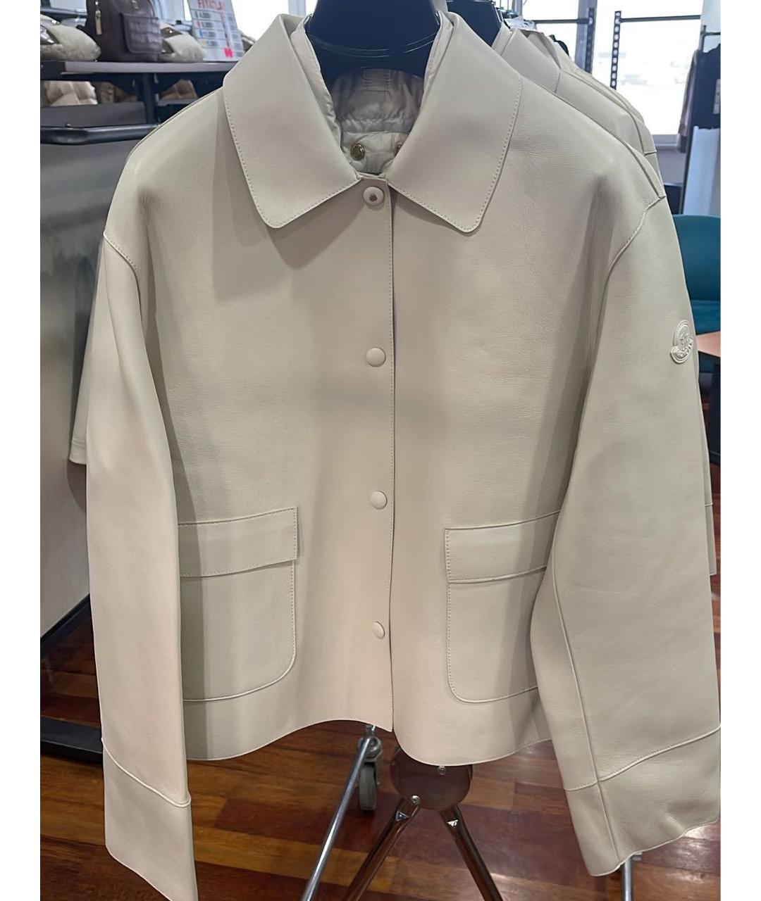 MONCLER Бежевая кожаная куртка, фото 9
