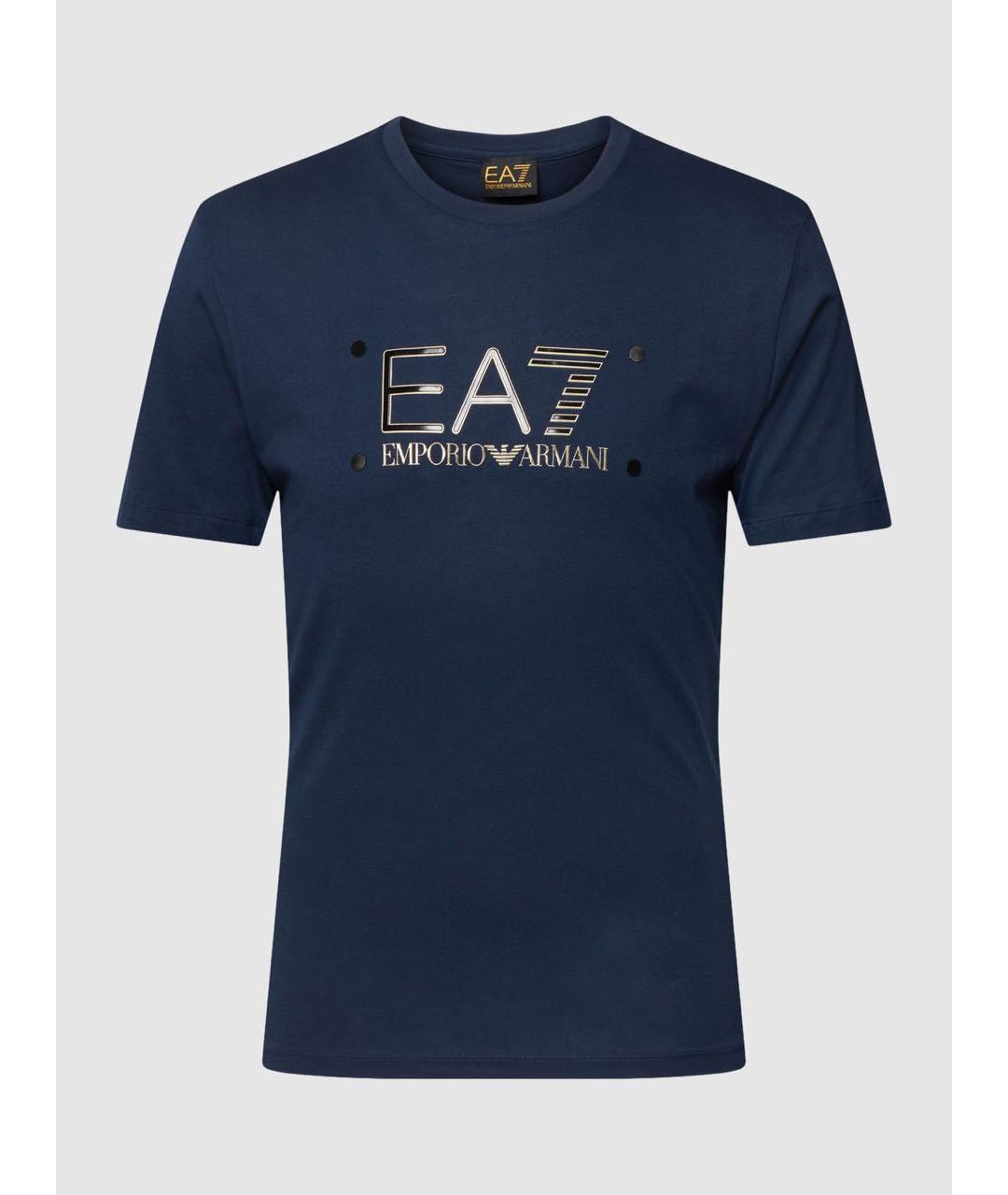 EA7 Темно-синяя хлопковая футболка, фото 6