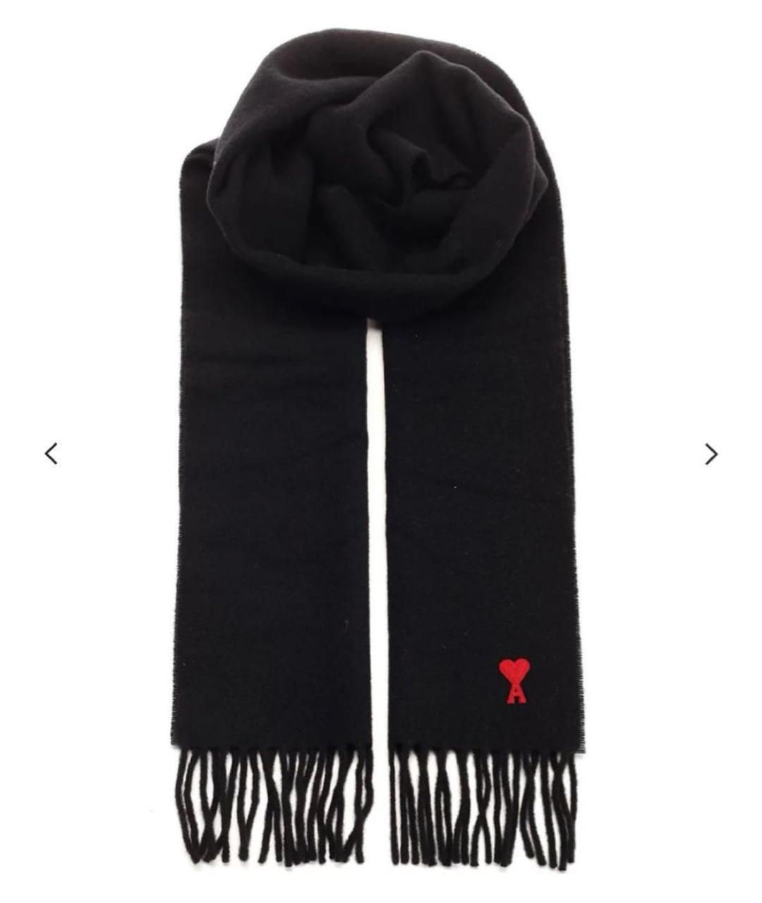Ami Paris Черный шерстяной шарф, фото 4