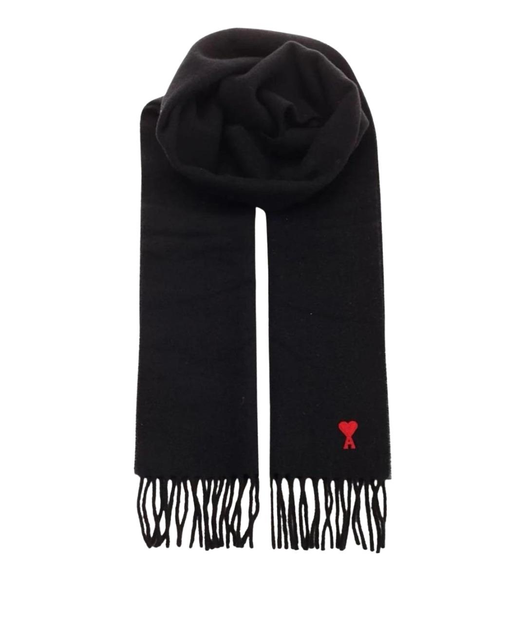 Ami Paris Черный шерстяной шарф, фото 1