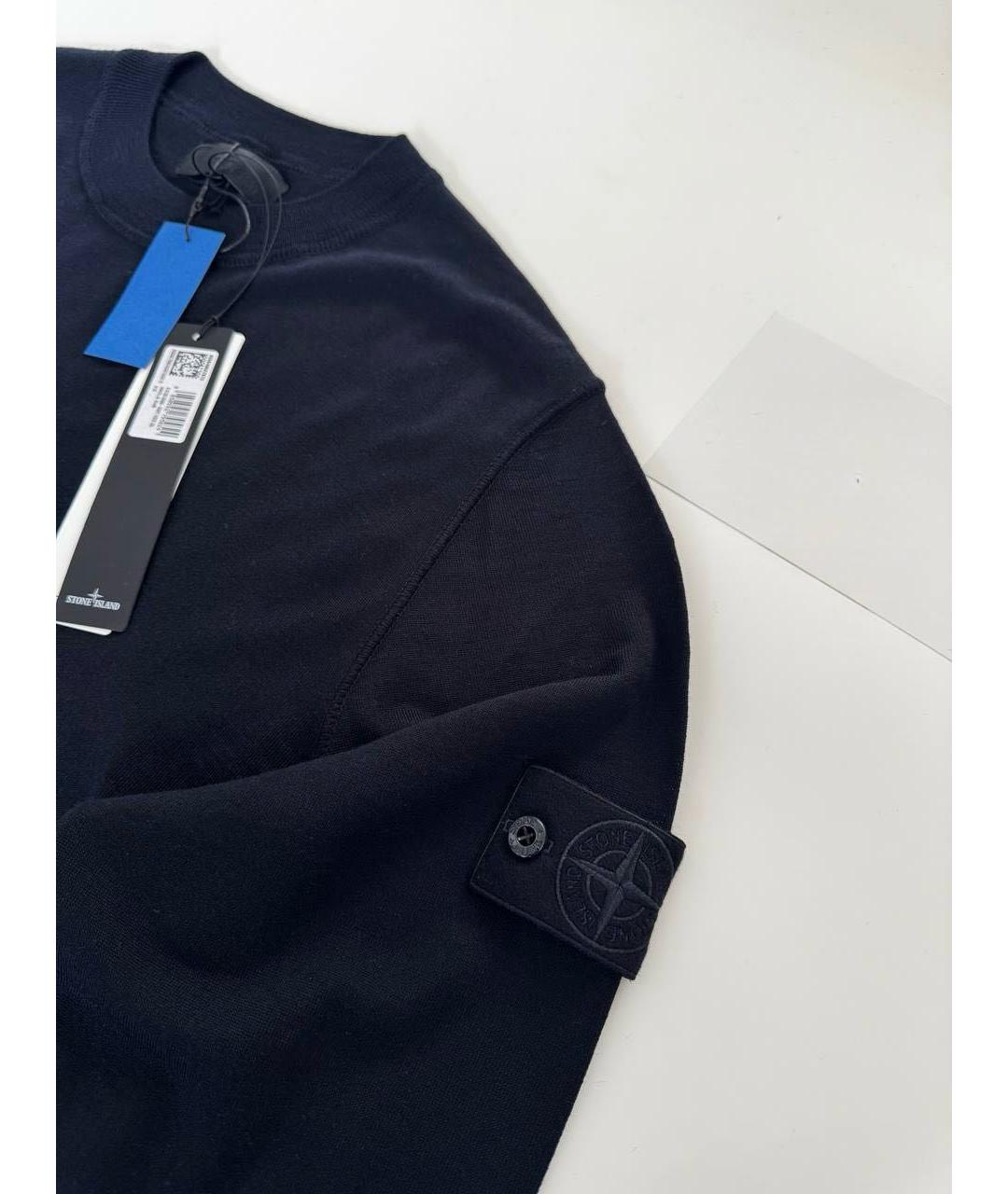 STONE ISLAND Темно-синий шерстяной джемпер / свитер, фото 5