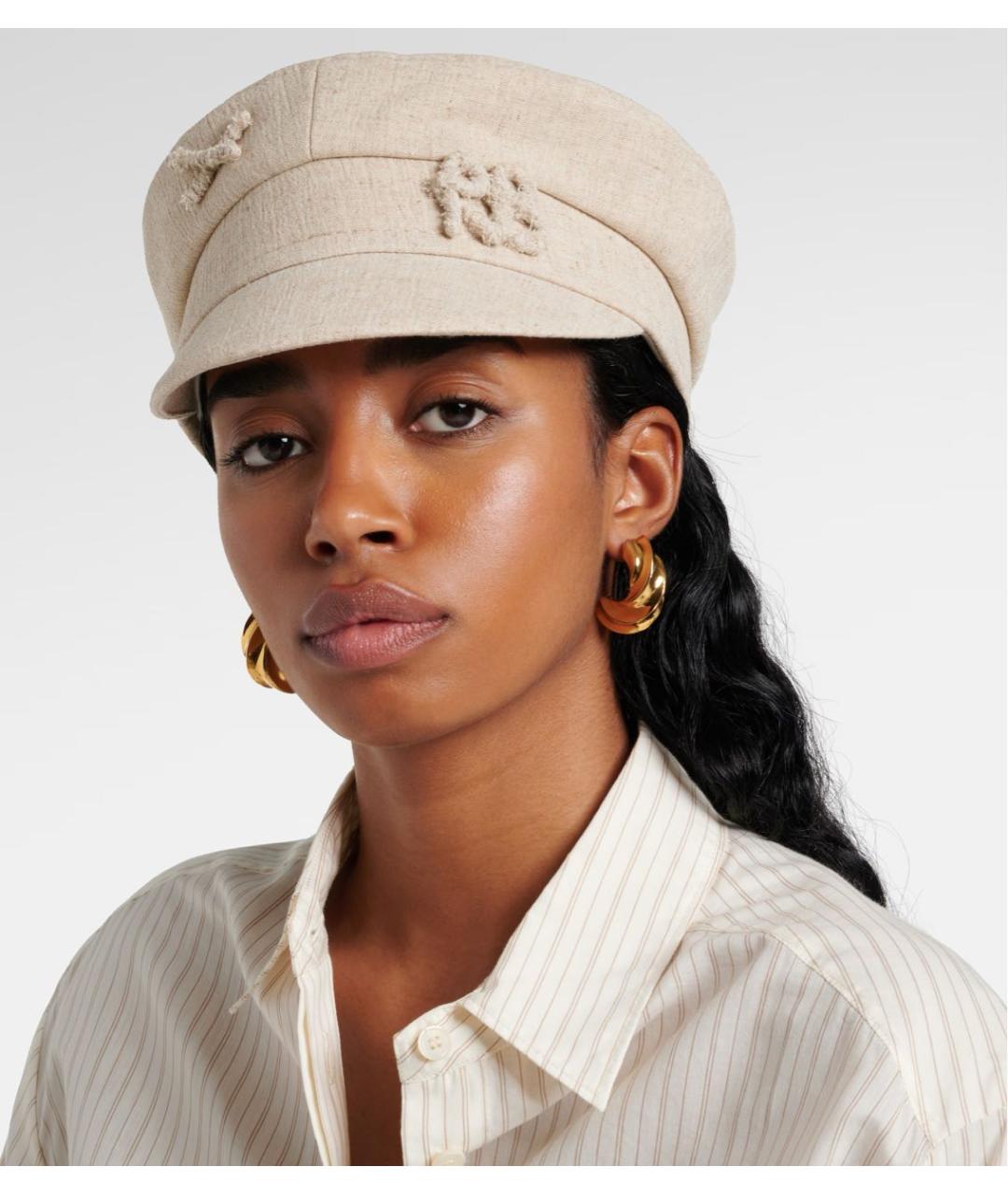 RUSLAN BAGINSKIY Бежевая льняная кепка, фото 4