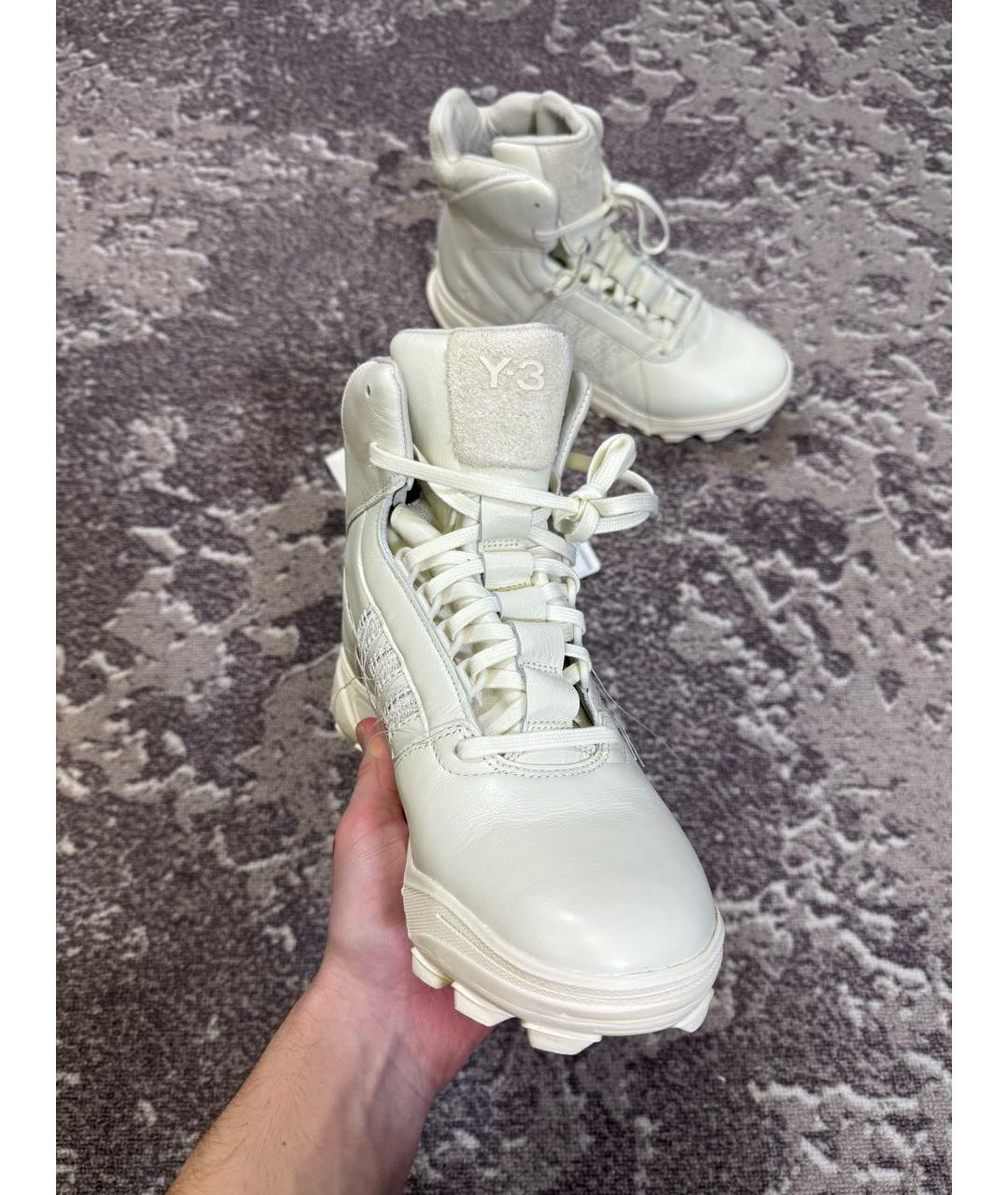 Y-3 Бежевые кожаные высокие ботинки, фото 5