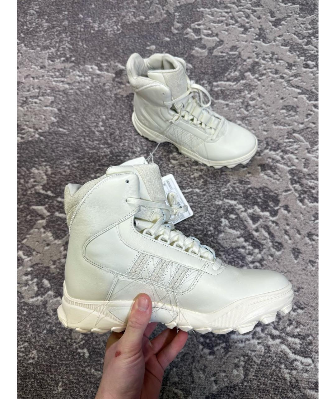 Y-3 Бежевые кожаные высокие ботинки, фото 4