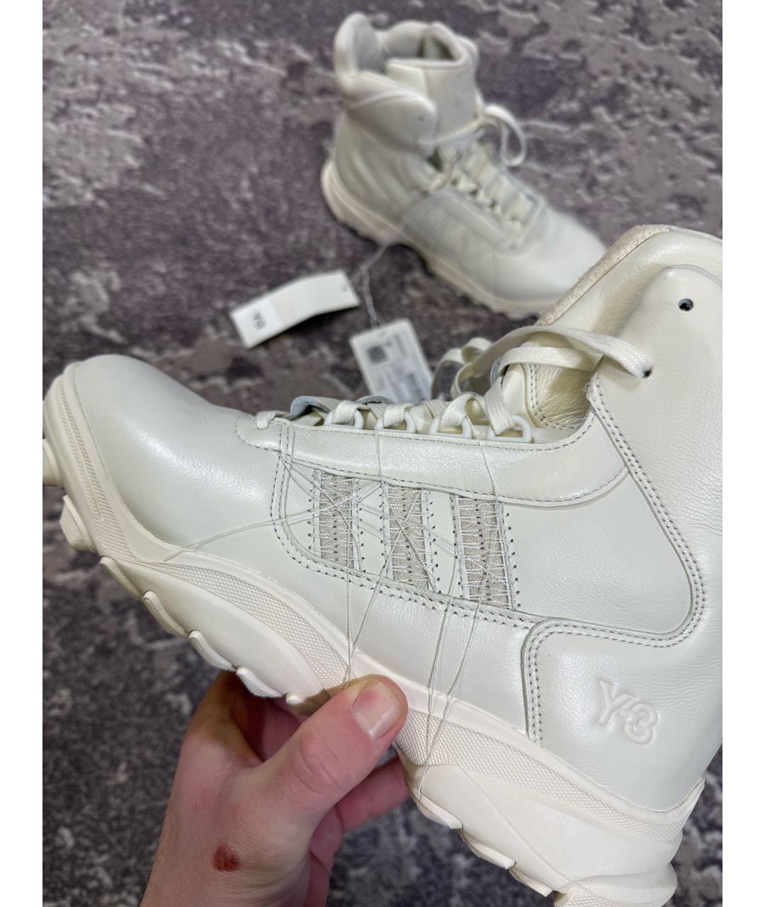 Y-3 Бежевые кожаные высокие ботинки, фото 2