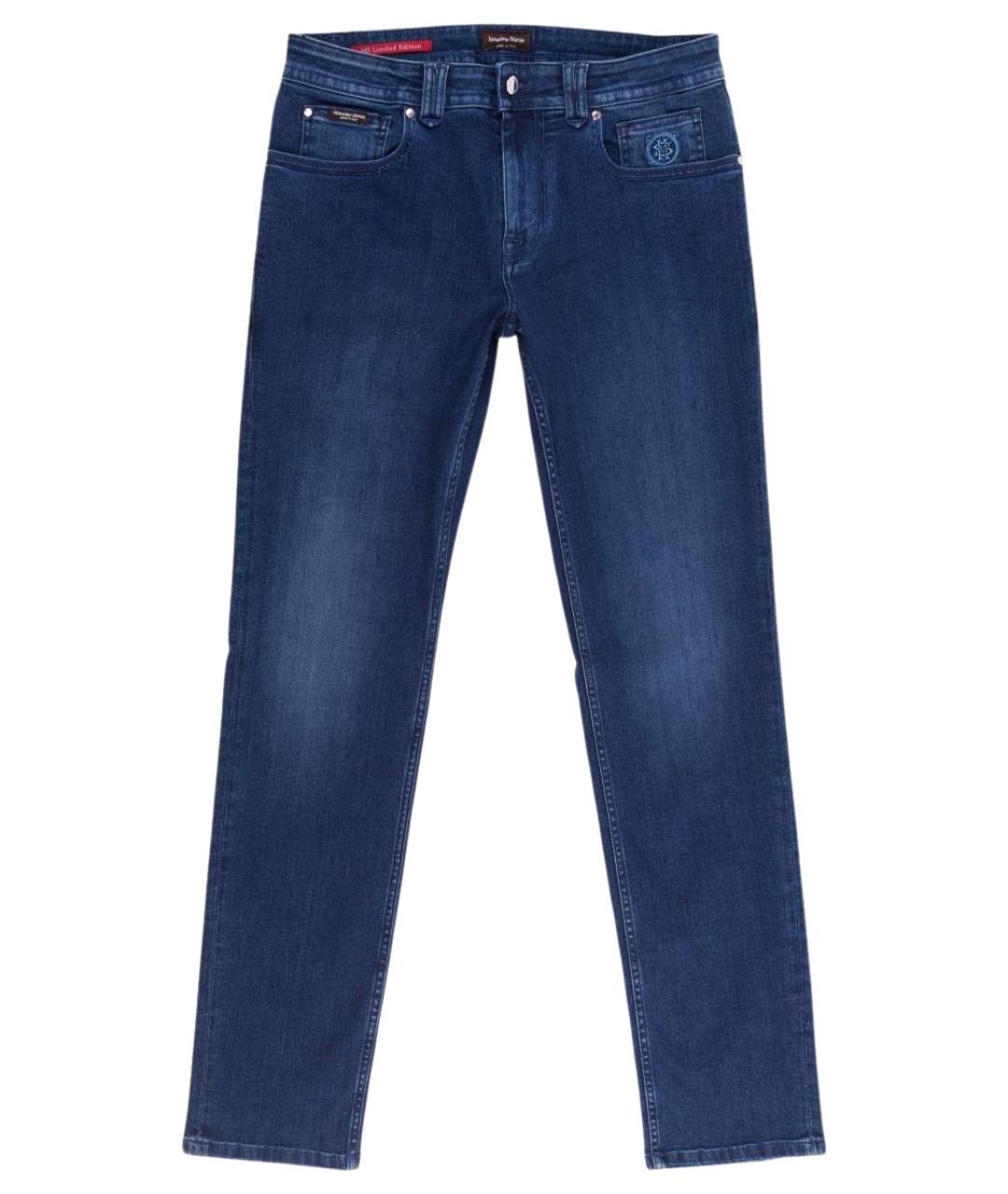 MASSIMO SFORZA Синие хлопко-эластановые прямые джинсы, фото 1