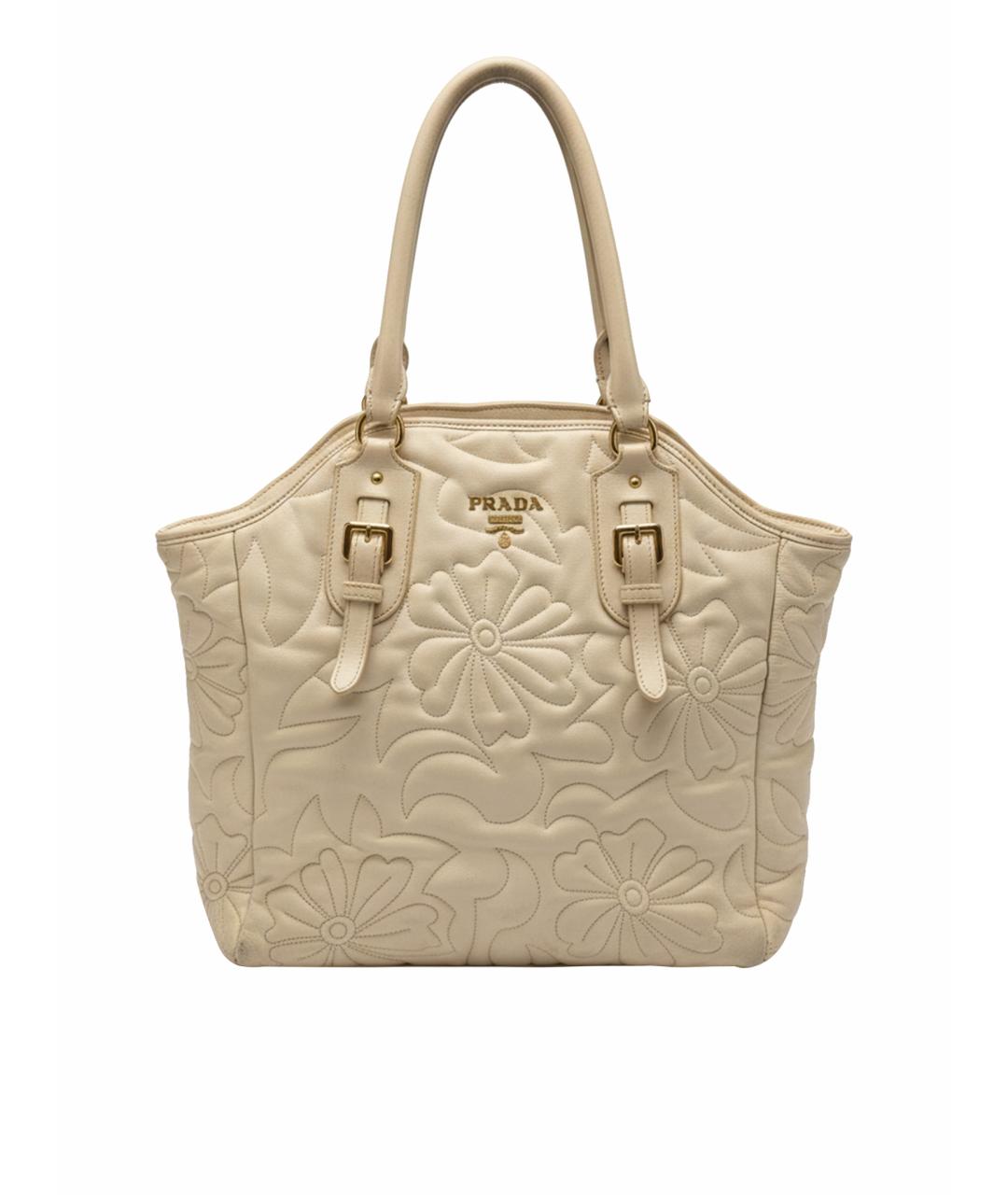 PRADA Бежевая кожаная сумка тоут, фото 1