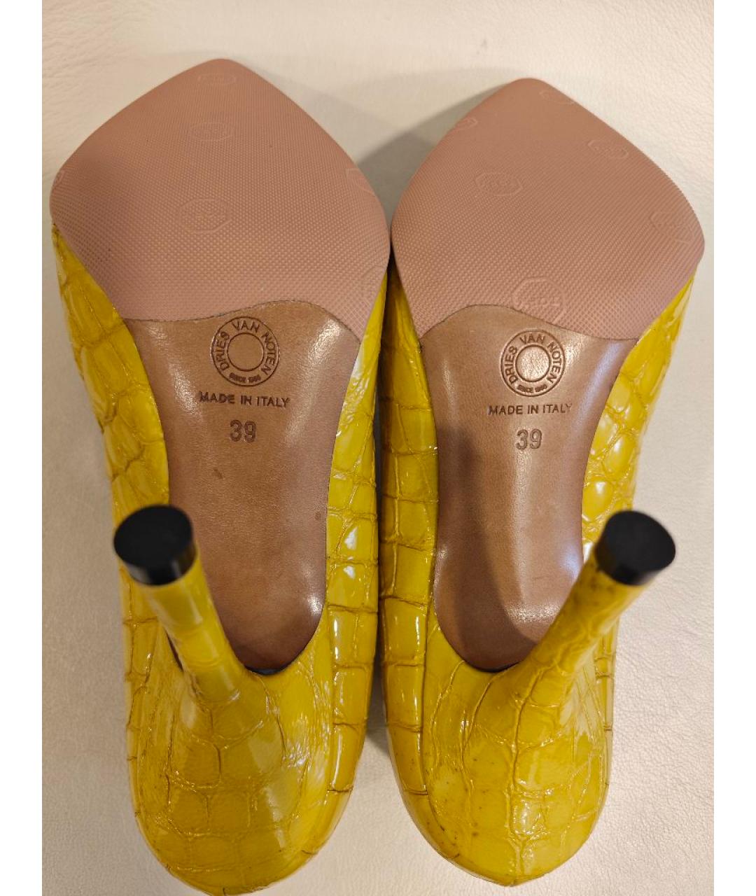 DRIES VAN NOTEN Желтые туфли из лакированной кожи, фото 9