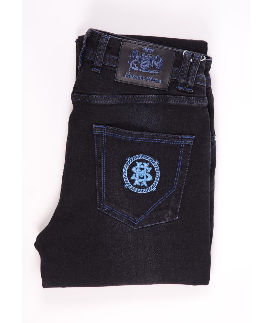MASSIMO SFORZA Черные хлопко-эластановые прямые джинсы, фото 3