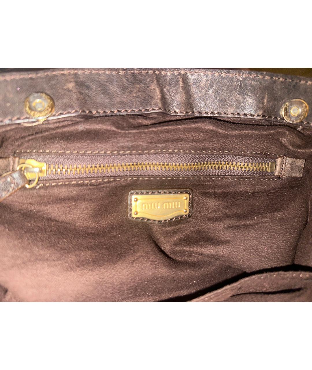 MIU MIU Коричневая кожаная сумка с короткими ручками, фото 3