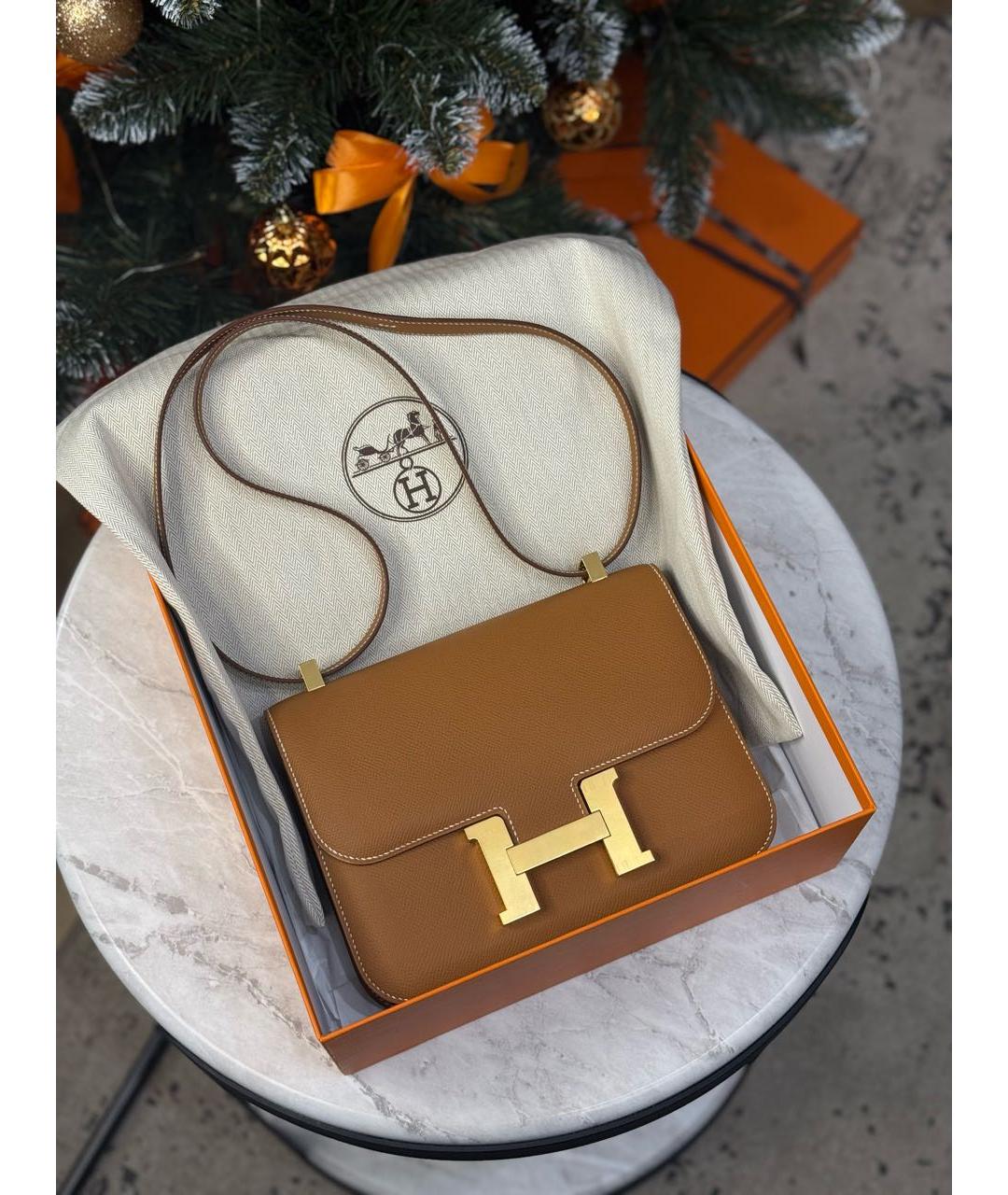 HERMES Коричневая кожаная сумка через плечо, фото 2