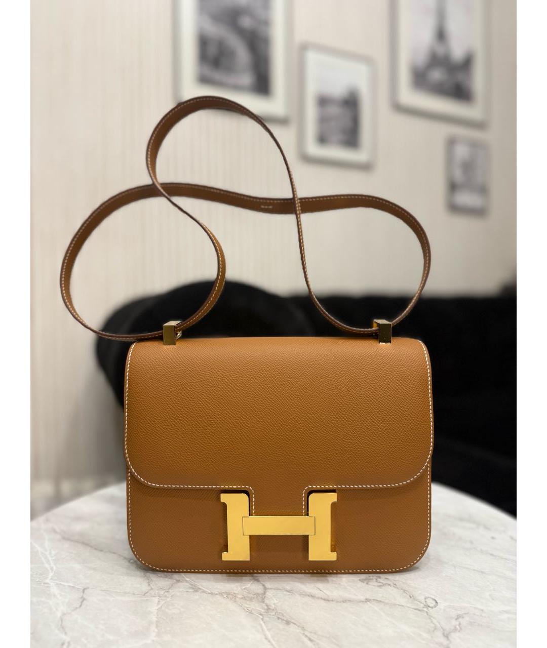 HERMES Коричневая кожаная сумка через плечо, фото 4