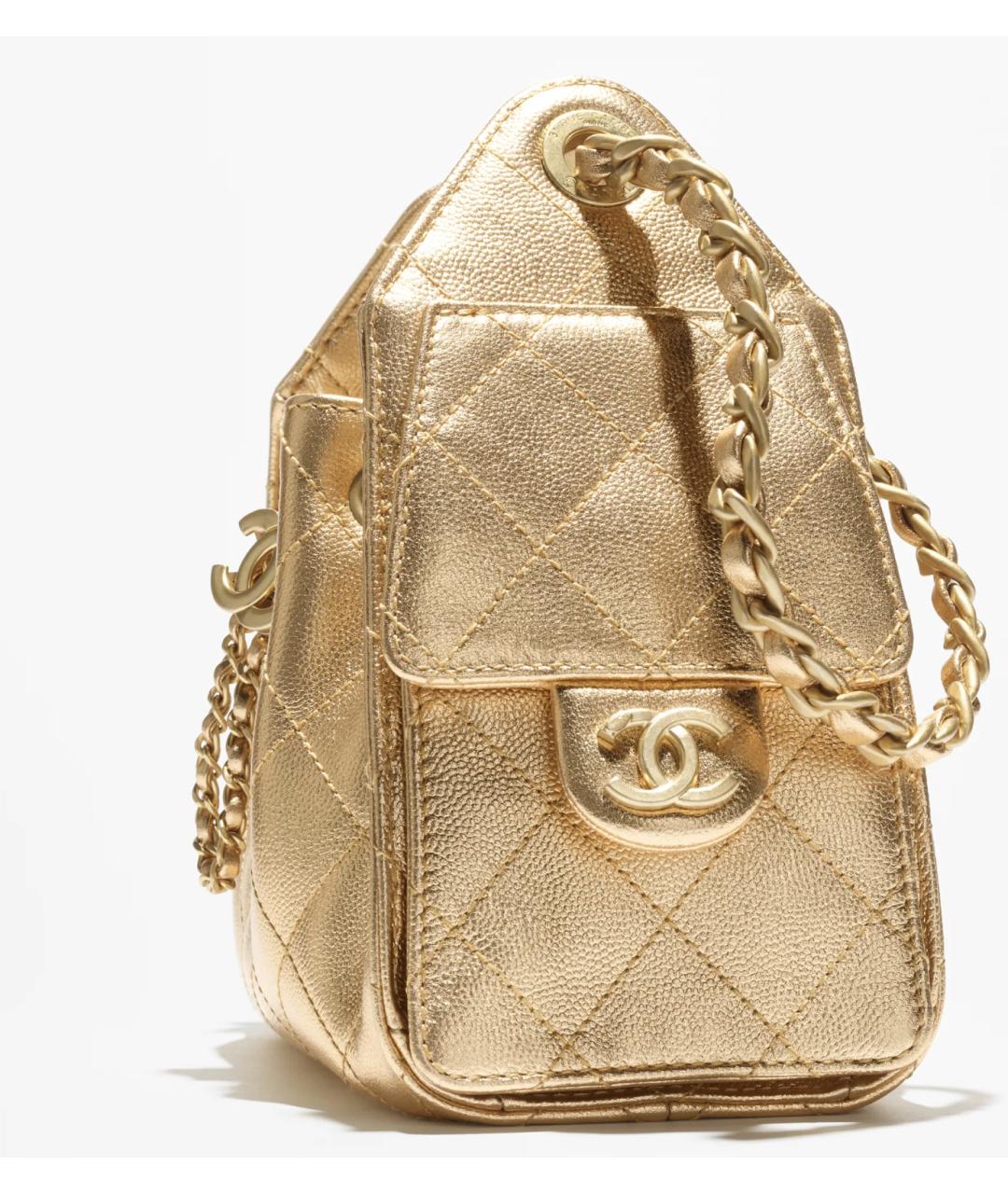 CHANEL Золотая кожаная сумка через плечо, фото 3