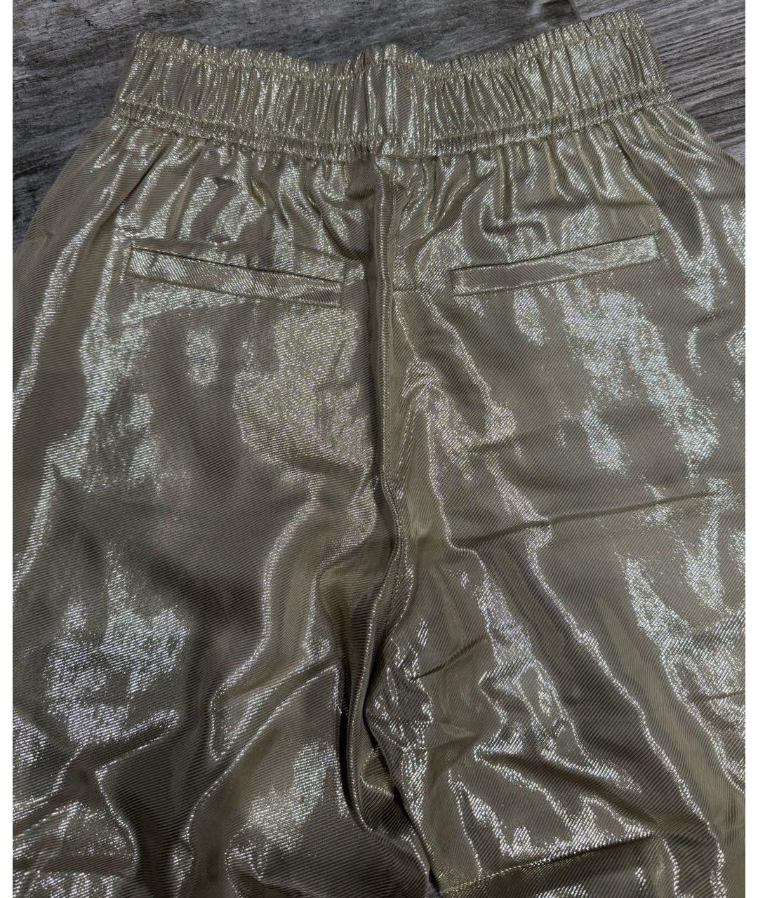 BRUNELLO CUCINELLI Золотые вискозные брюки широкие, фото 5