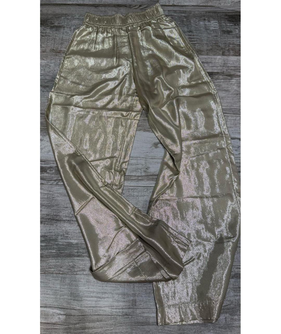 BRUNELLO CUCINELLI Золотые вискозные брюки широкие, фото 2