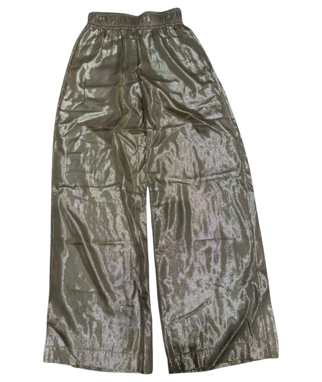 BRUNELLO CUCINELLI Золотые вискозные брюки широкие, фото 1