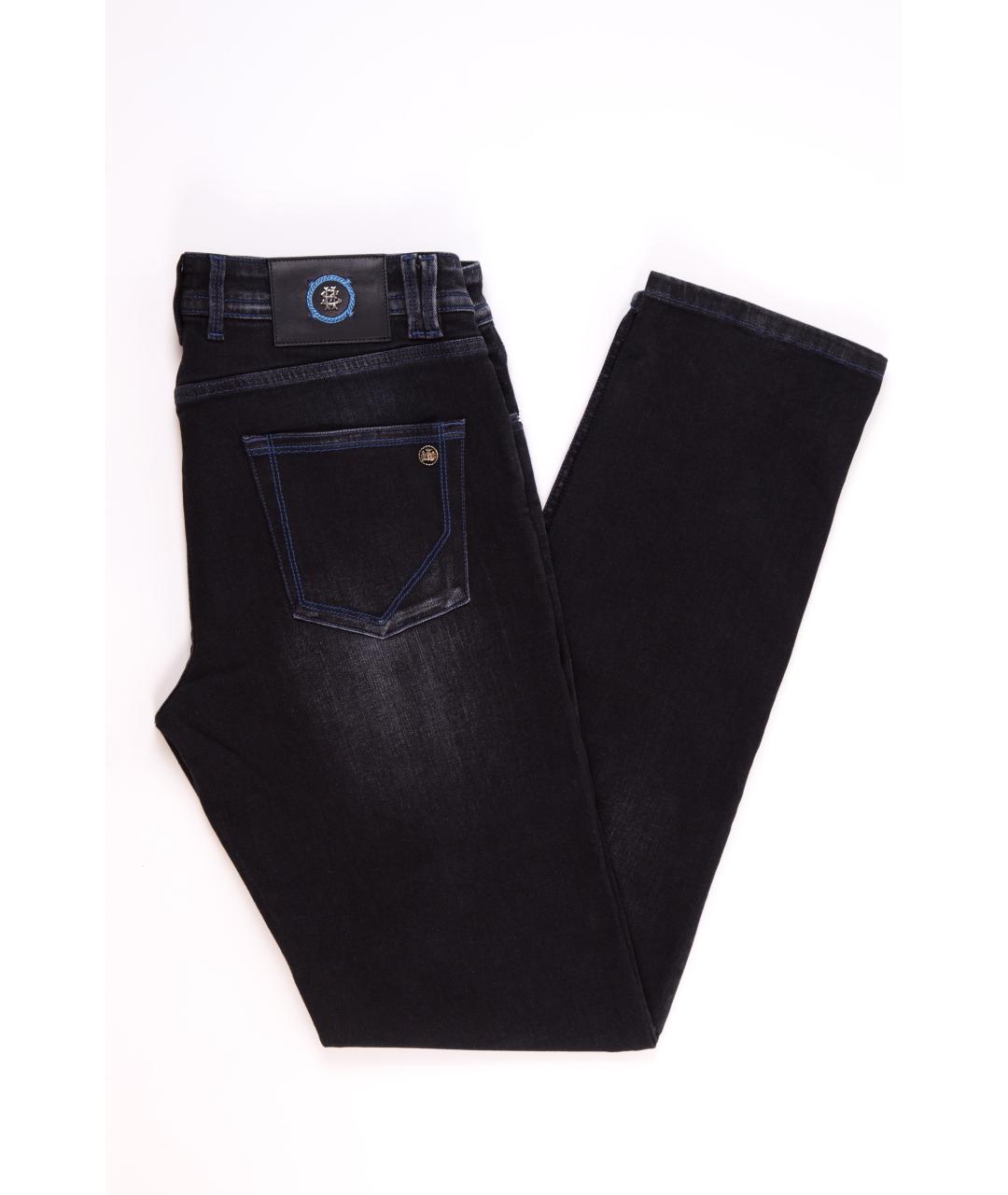 MASSIMO SFORZA Черные хлопко-эластановые прямые джинсы, фото 2