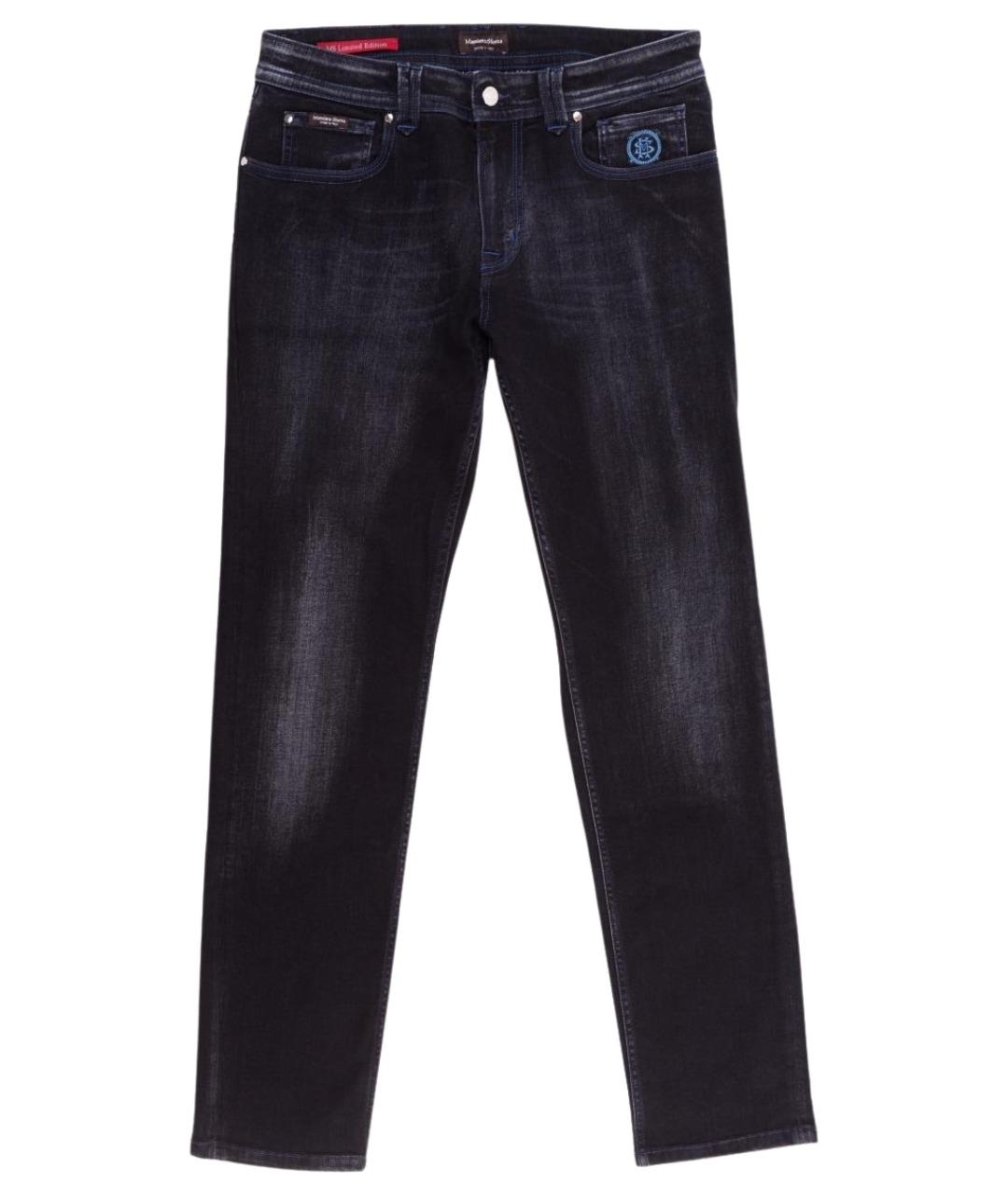 MASSIMO SFORZA Черные хлопко-эластановые прямые джинсы, фото 1