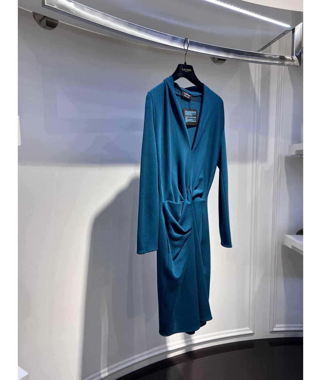 LANVIN Голубое шерстяное платье, фото 2