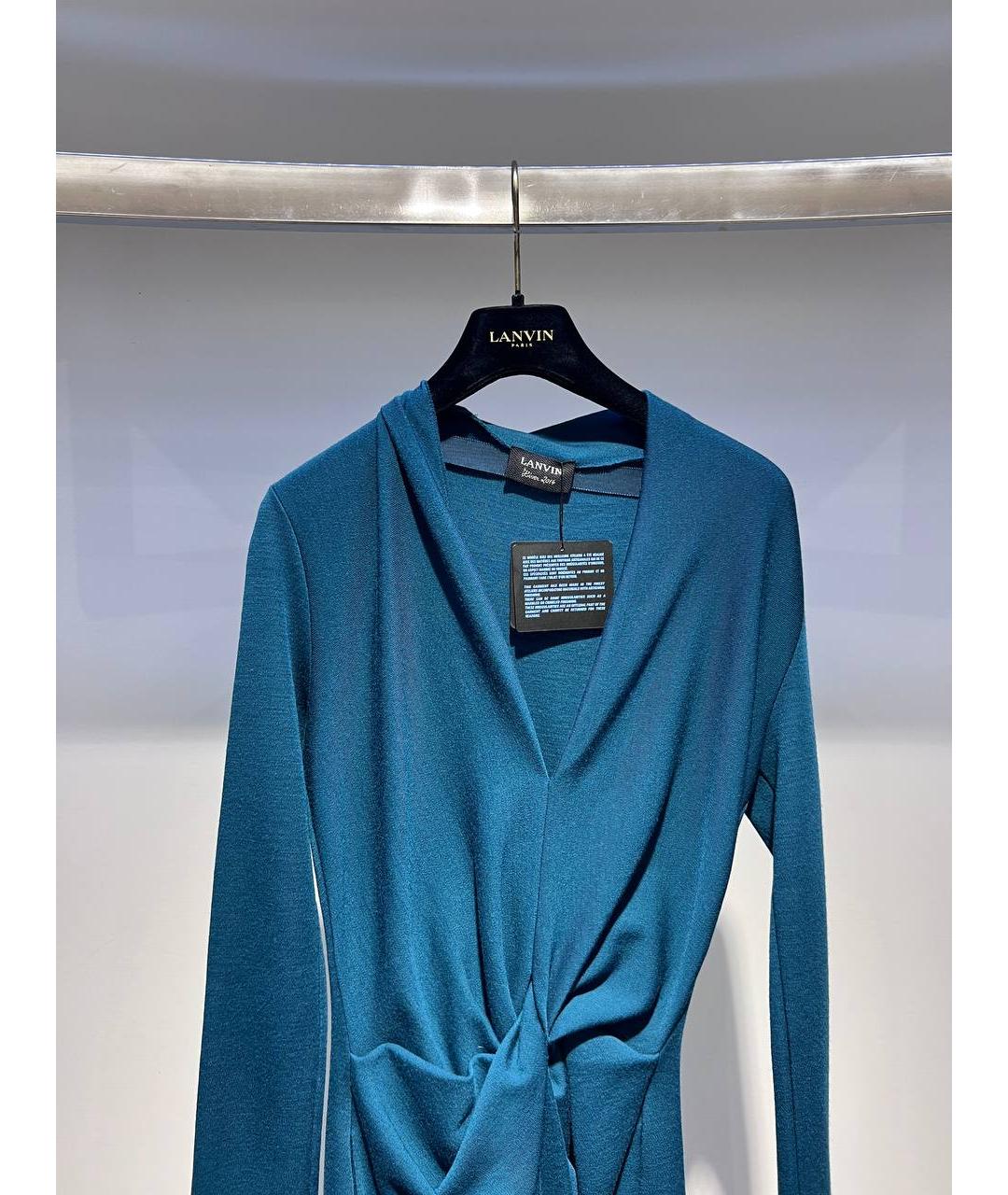 LANVIN Голубое шерстяное платье, фото 3