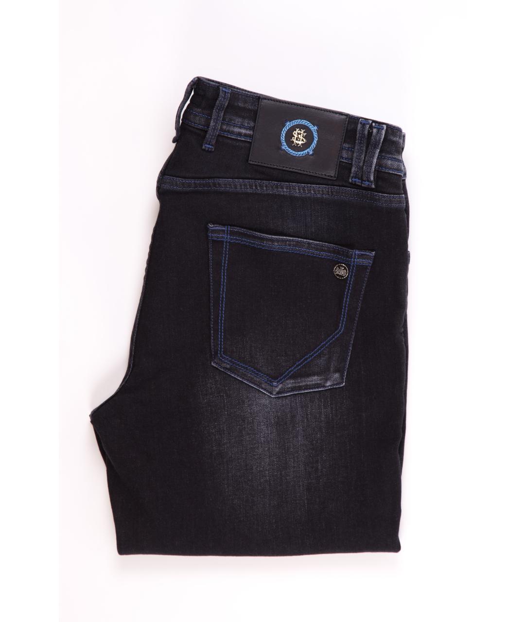 MASSIMO SFORZA Черные хлопко-эластановые прямые джинсы, фото 3