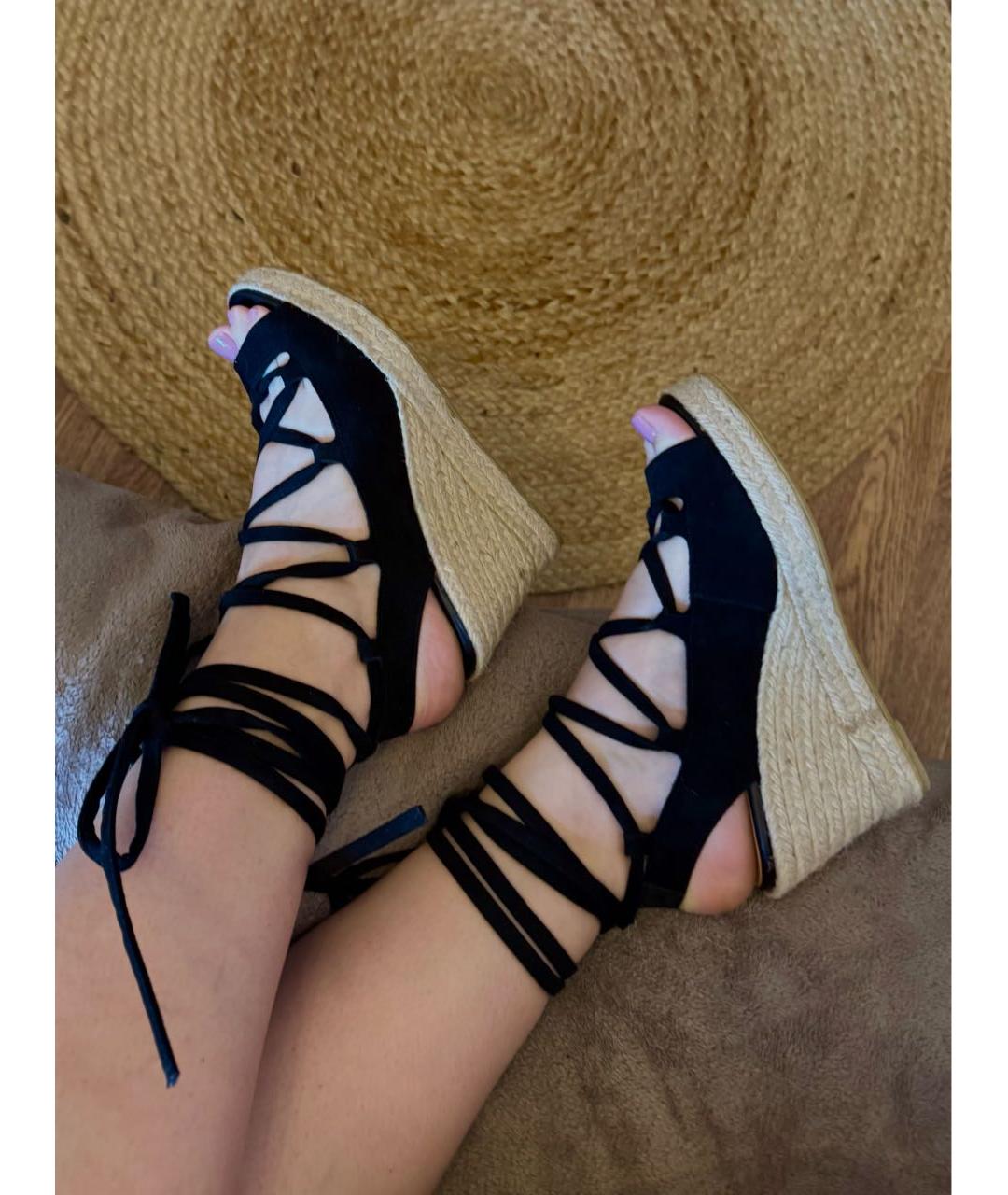 TWIN-SET Черные замшевые босоножки, фото 4