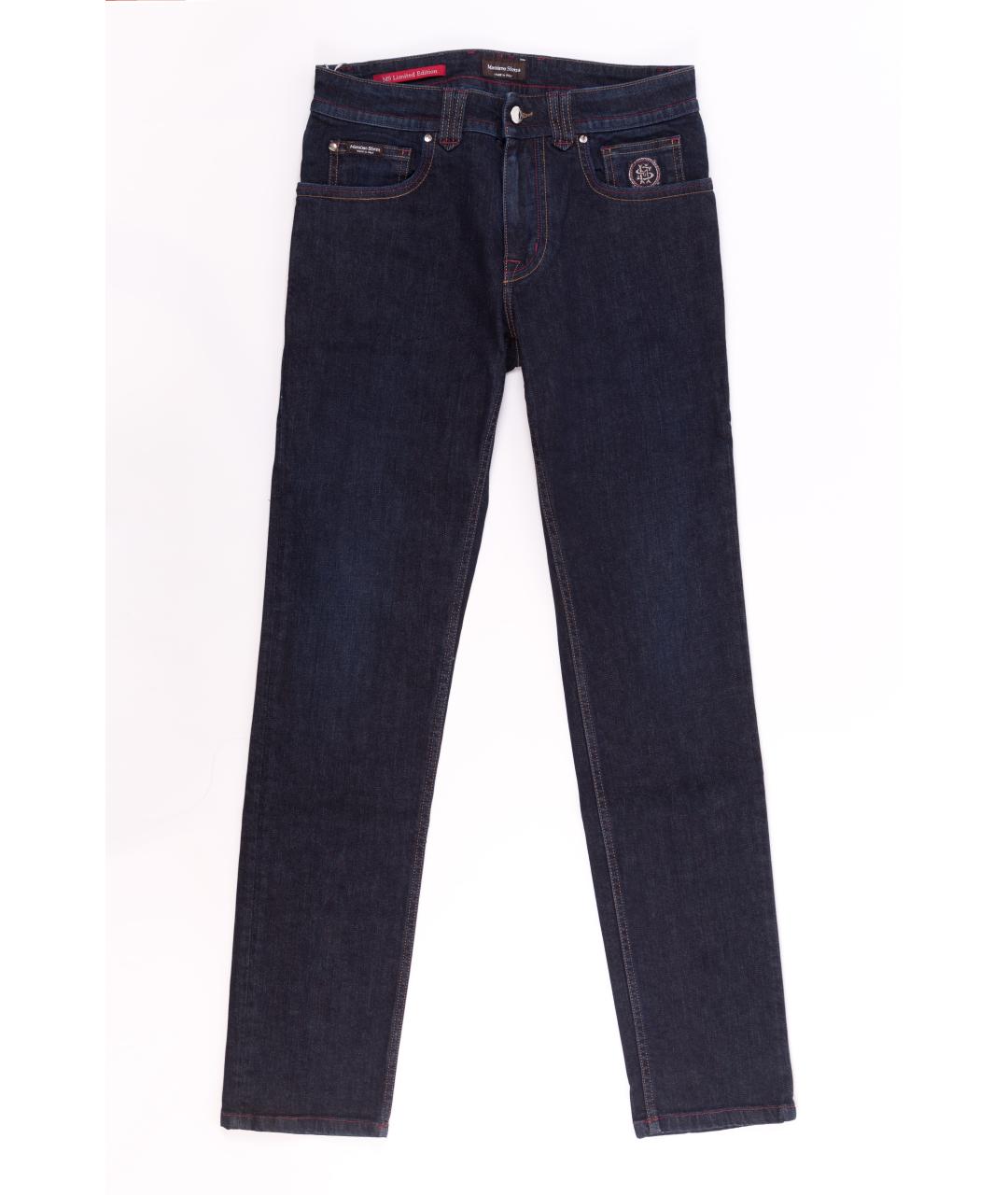 MASSIMO SFORZA Синие хлопко-эластановые прямые джинсы, фото 4