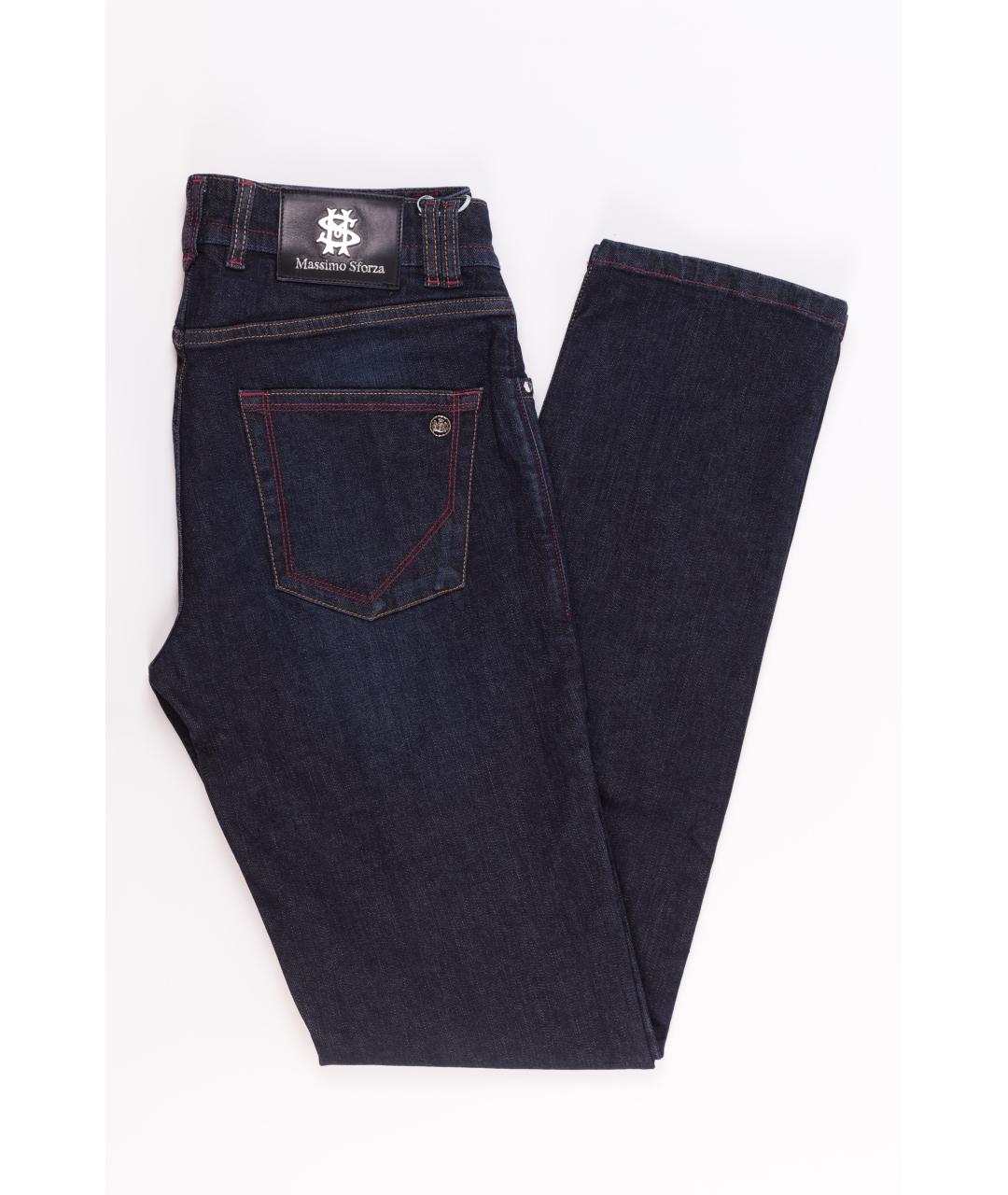 MASSIMO SFORZA Синие хлопко-эластановые прямые джинсы, фото 2
