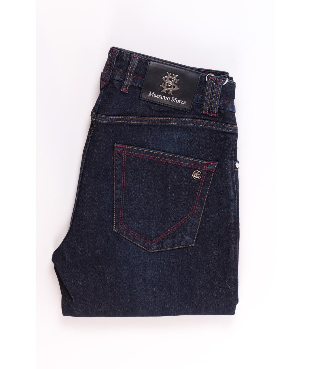 MASSIMO SFORZA Синие хлопко-эластановые прямые джинсы, фото 3