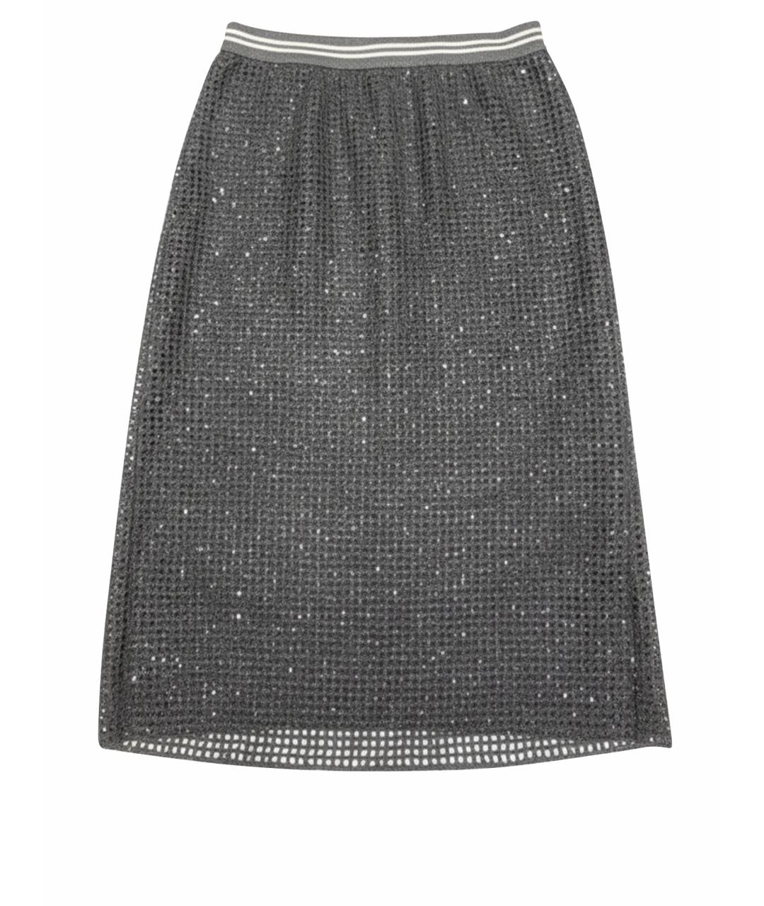 BRUNELLO CUCINELLI Серая кашемировая юбка миди, фото 1