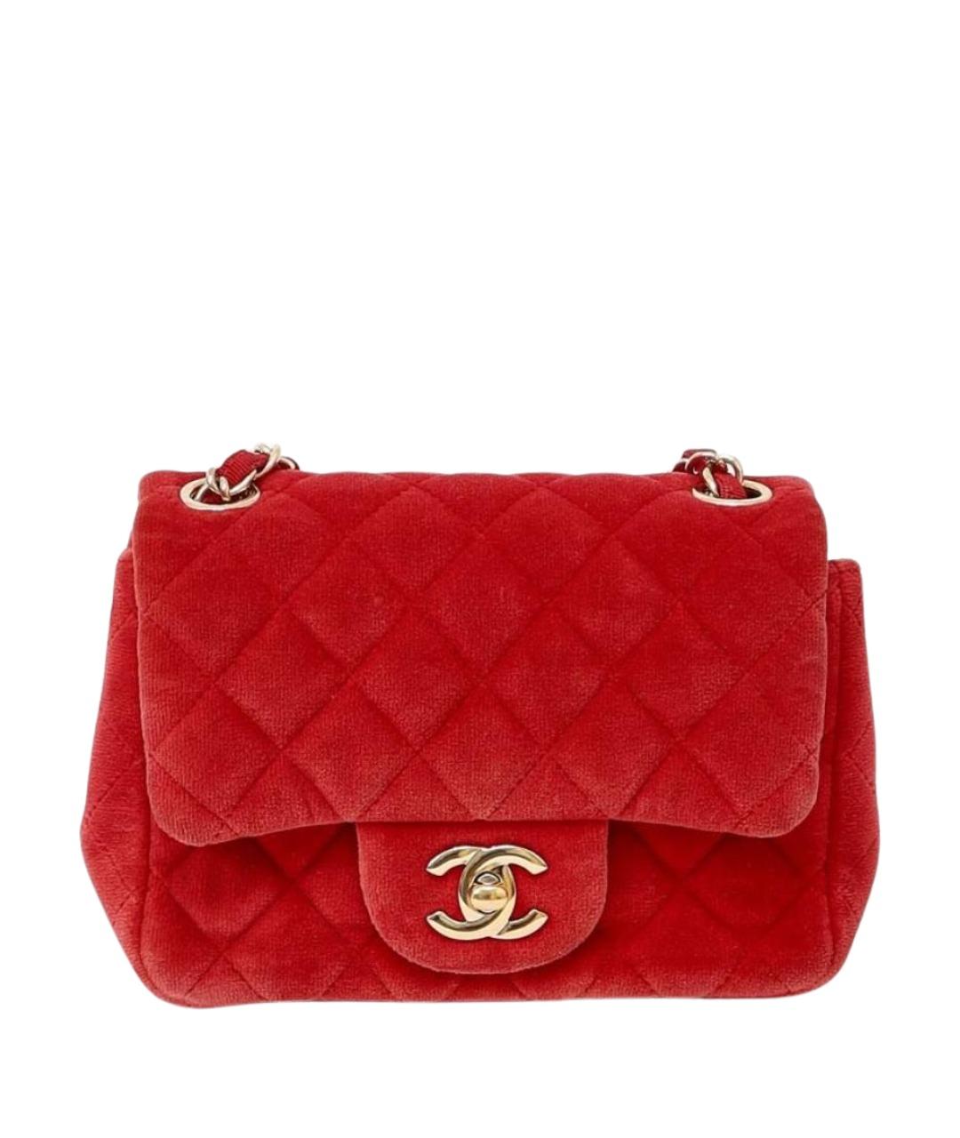 CHANEL Бордовая бархатная сумка через плечо, фото 1