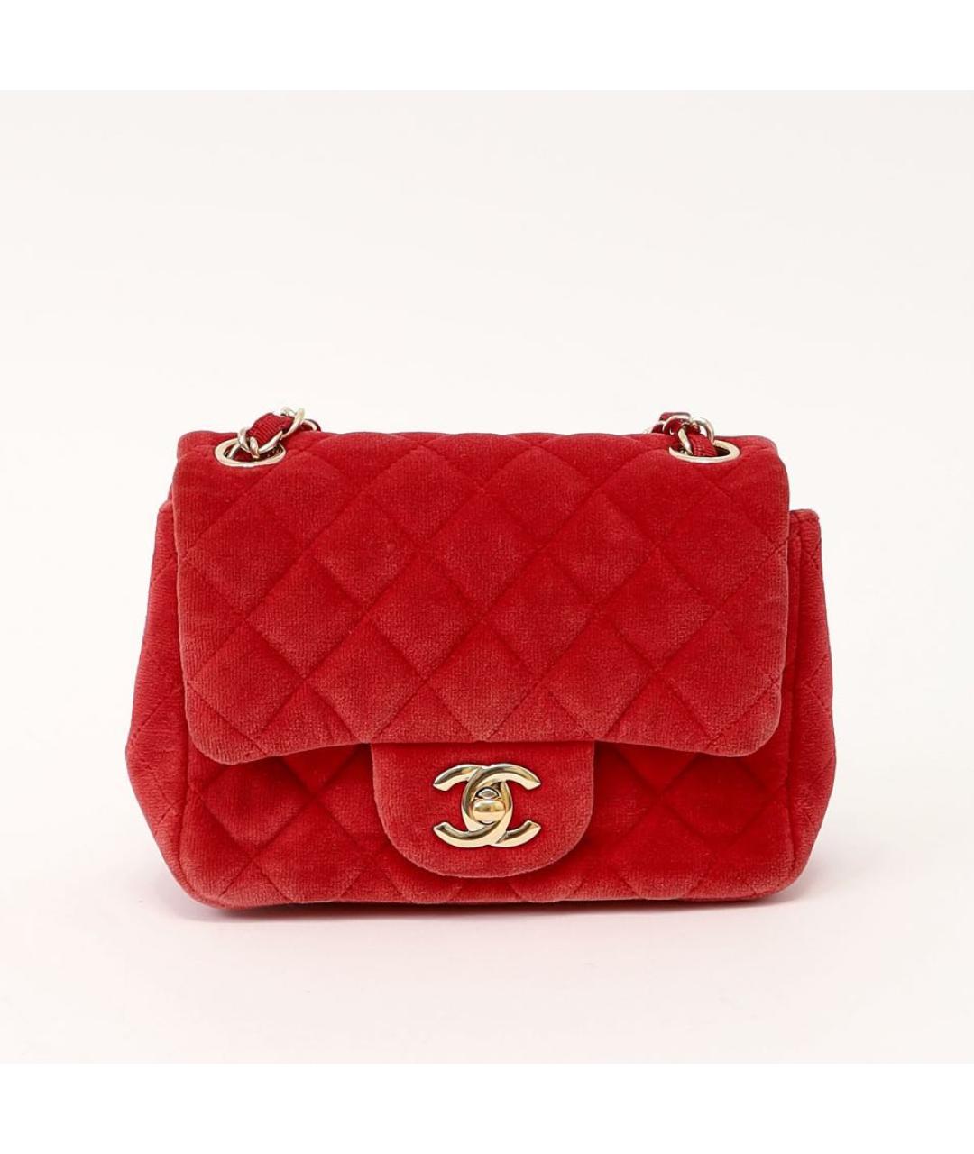 CHANEL Бордовая бархатная сумка через плечо, фото 6