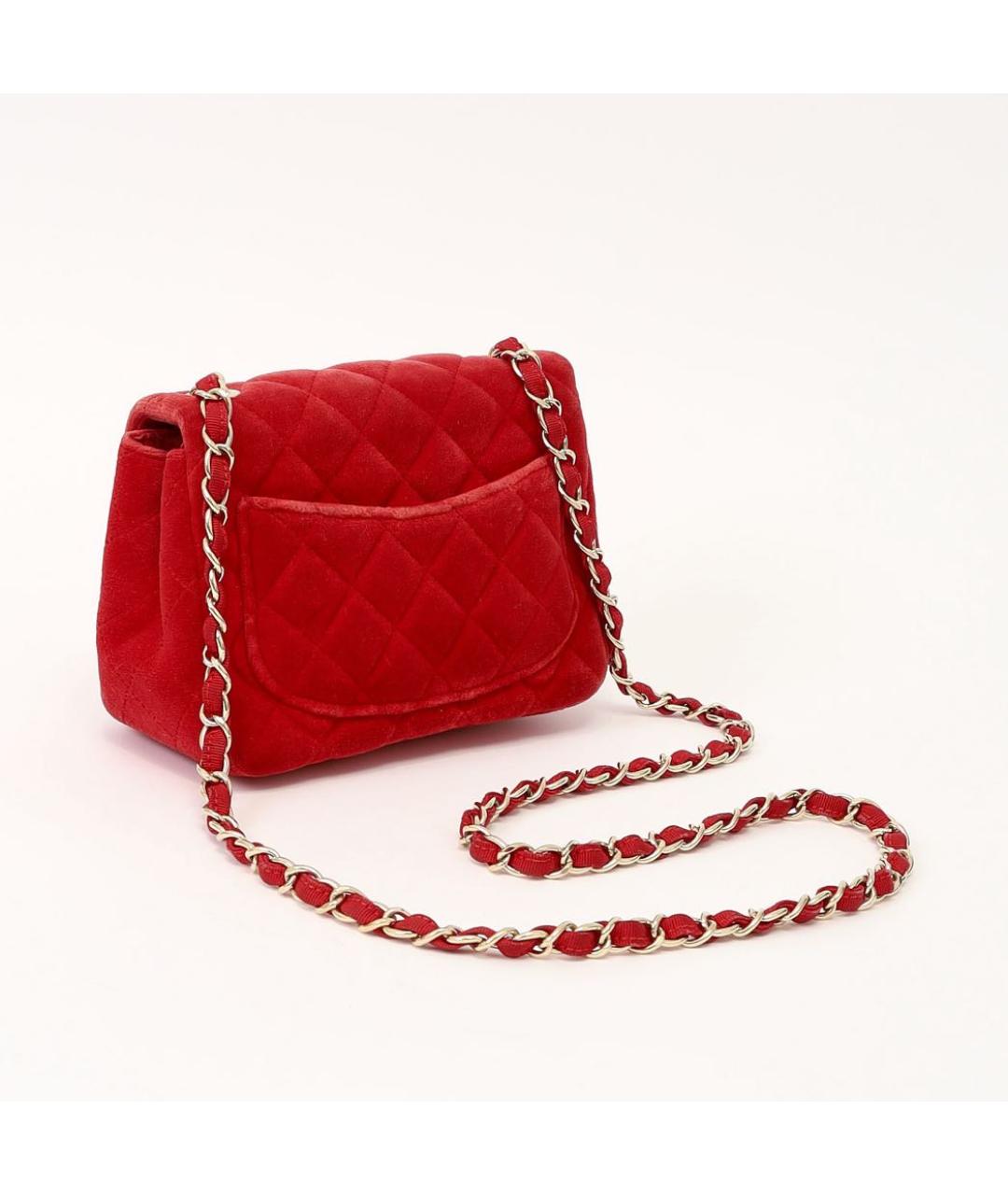 CHANEL Бордовая бархатная сумка через плечо, фото 2