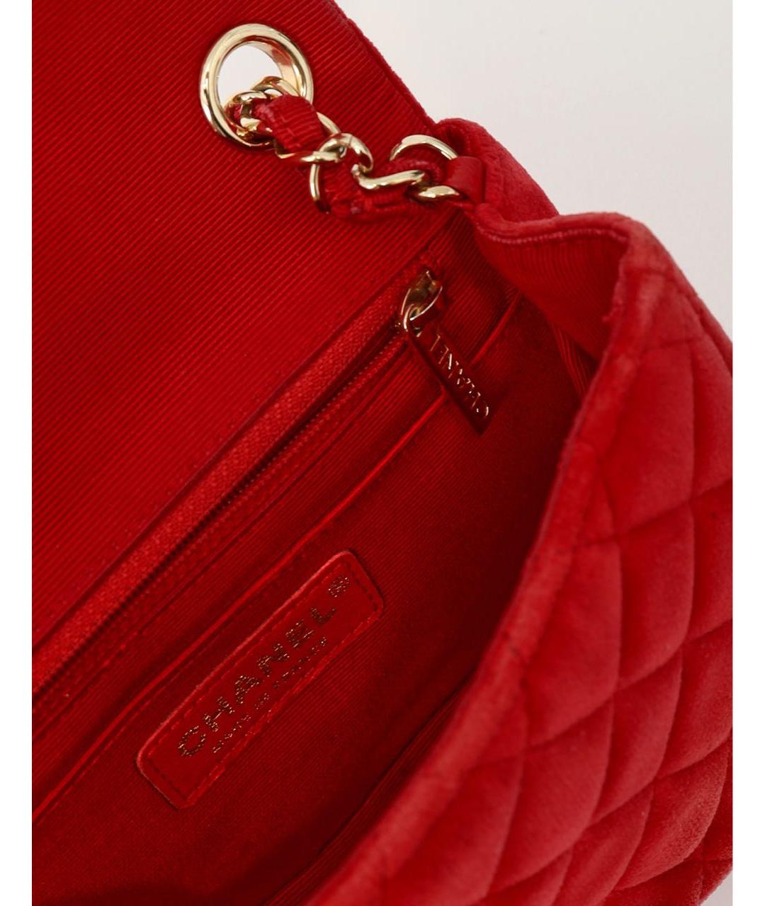 CHANEL Бордовая бархатная сумка через плечо, фото 4