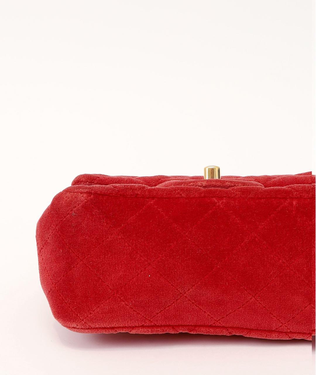 CHANEL Бордовая бархатная сумка через плечо, фото 5