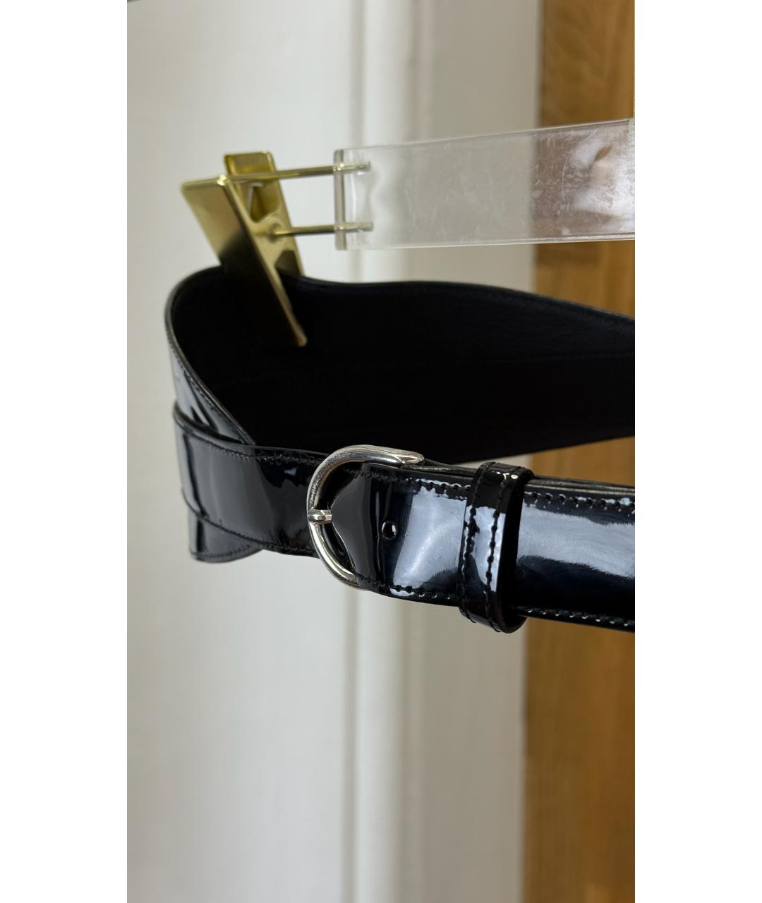 OSCAR DE LA RENTA Черный ремень из лакированной кожи, фото 2