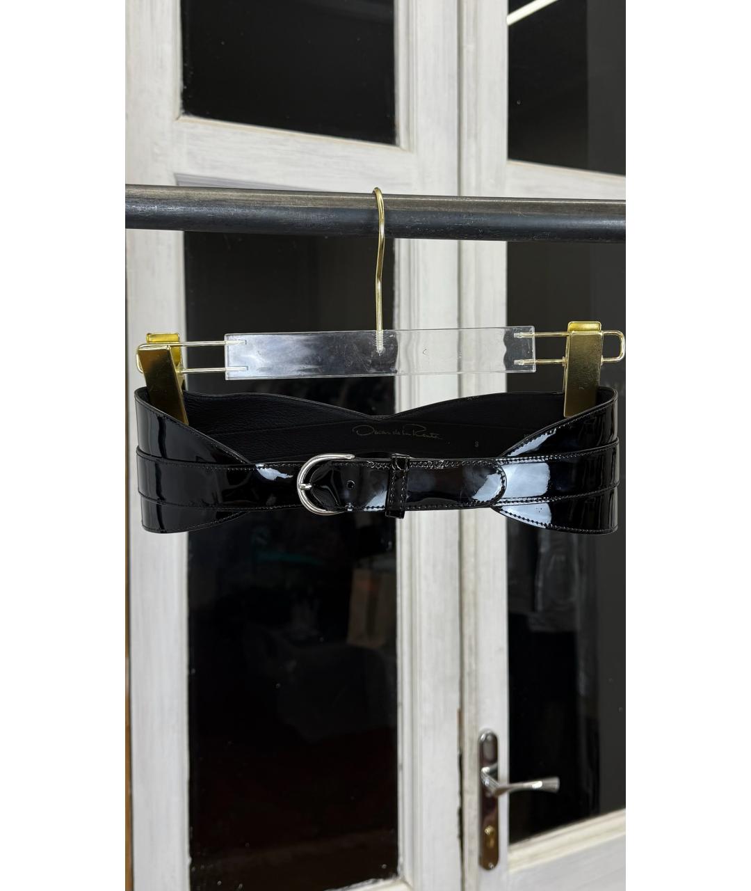 OSCAR DE LA RENTA Черный ремень из лакированной кожи, фото 5