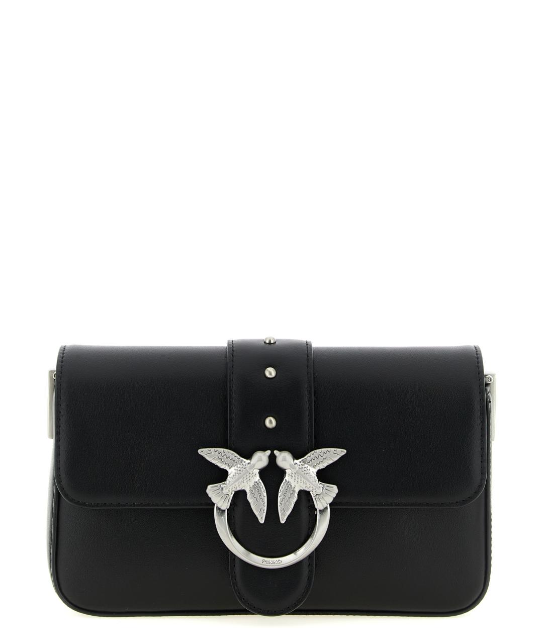PINKO Черная кожаная сумка через плечо, фото 1