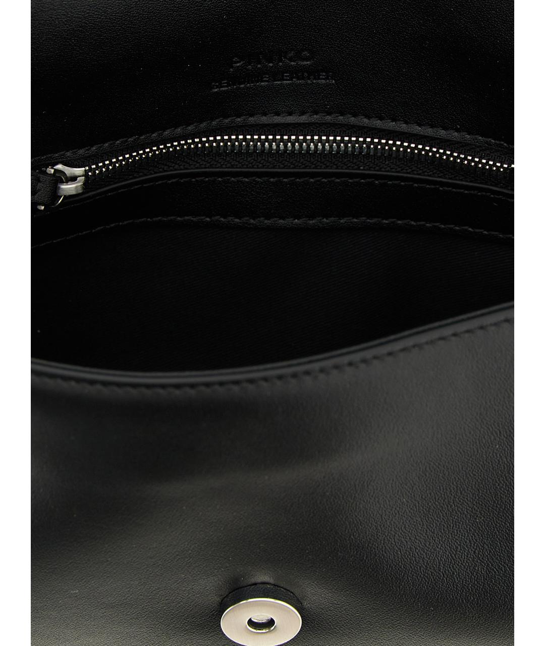 PINKO Черная кожаная сумка через плечо, фото 5