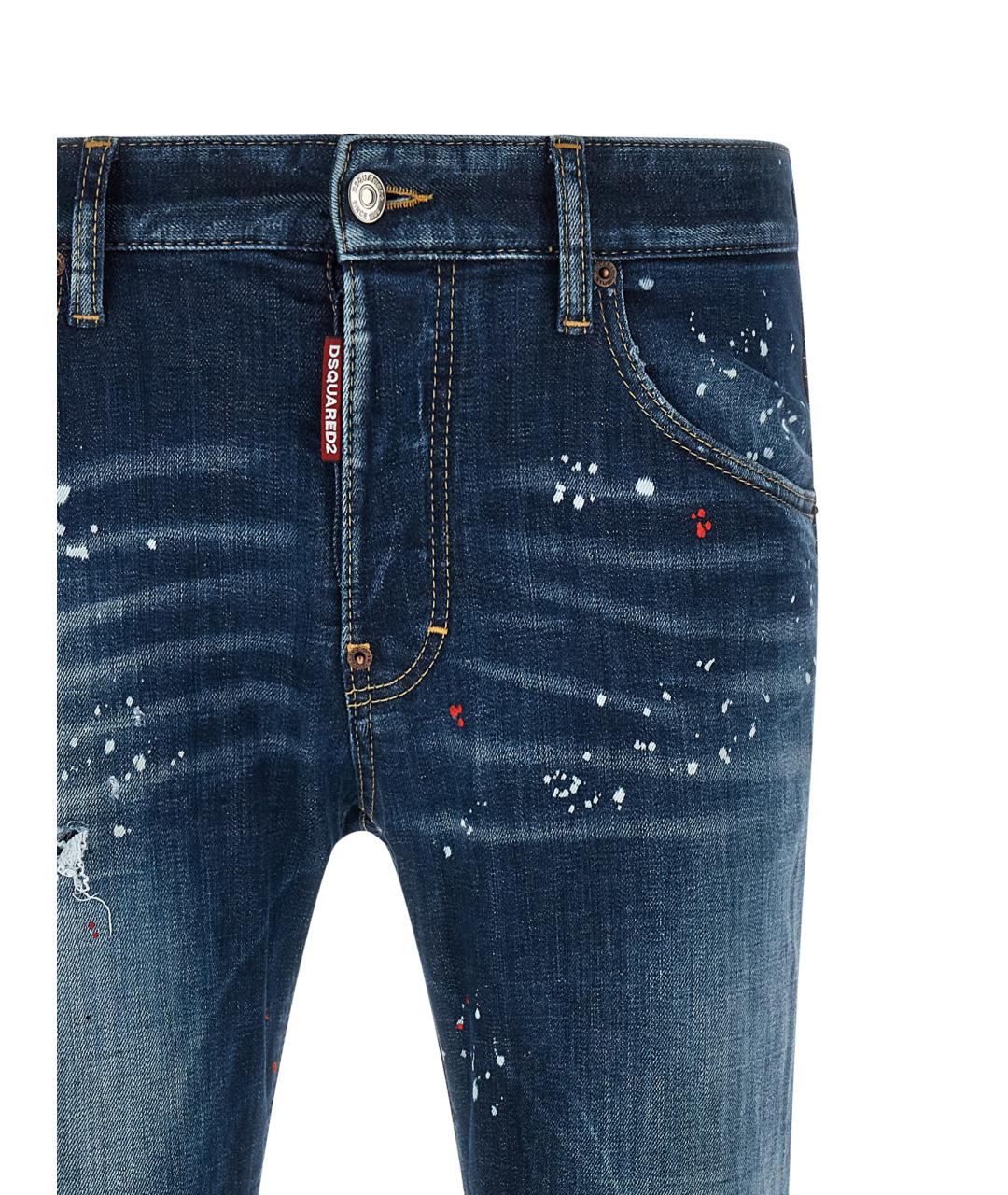 DSQUARED2 Синие хлопковые прямые джинсы, фото 3